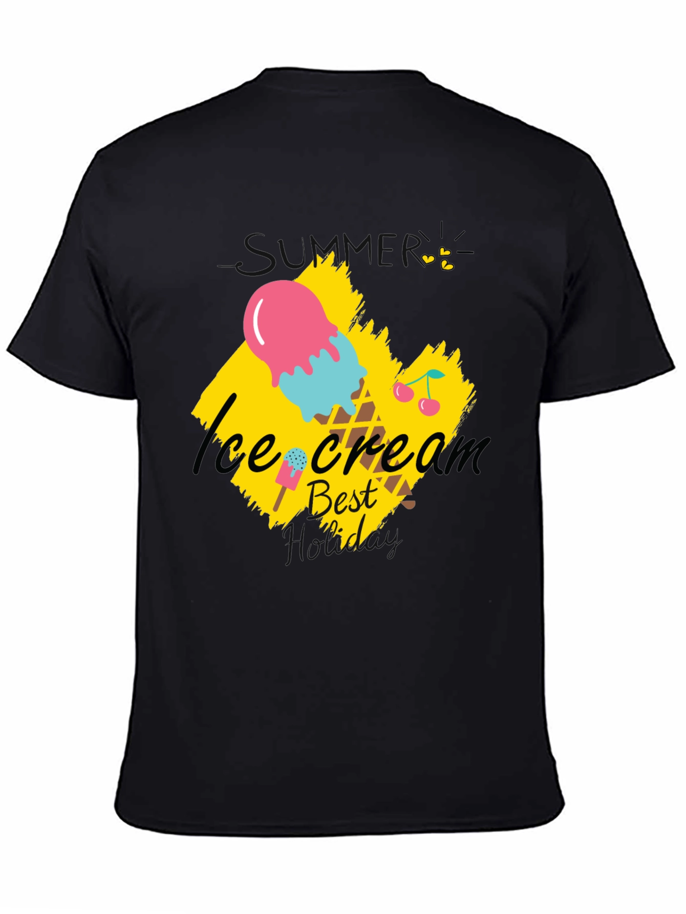 Ice Cream Best Dad Black T-Shirt