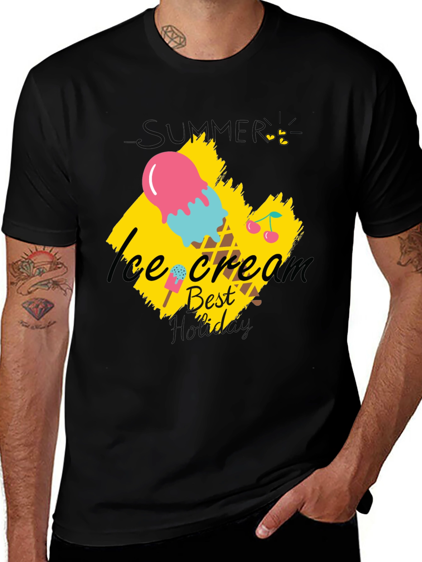 Ice Cream Best Dad Black T-Shirt
