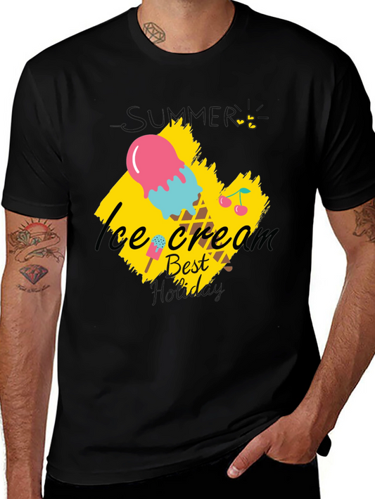 Ice Cream Best Dad Black T-Shirt