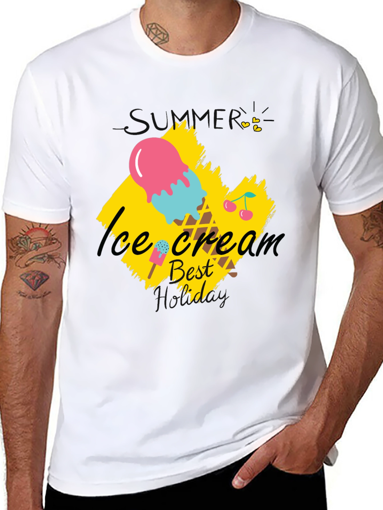 Ice Cream Best Dad Black T-Shirt