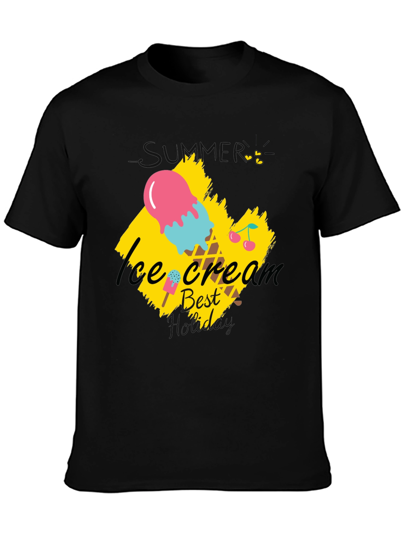 Ice Cream Best Dad Black T-Shirt