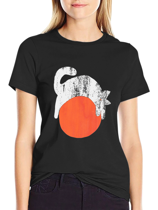 Cool Cat & Ball Graphic Tee - Black Cotton Blend