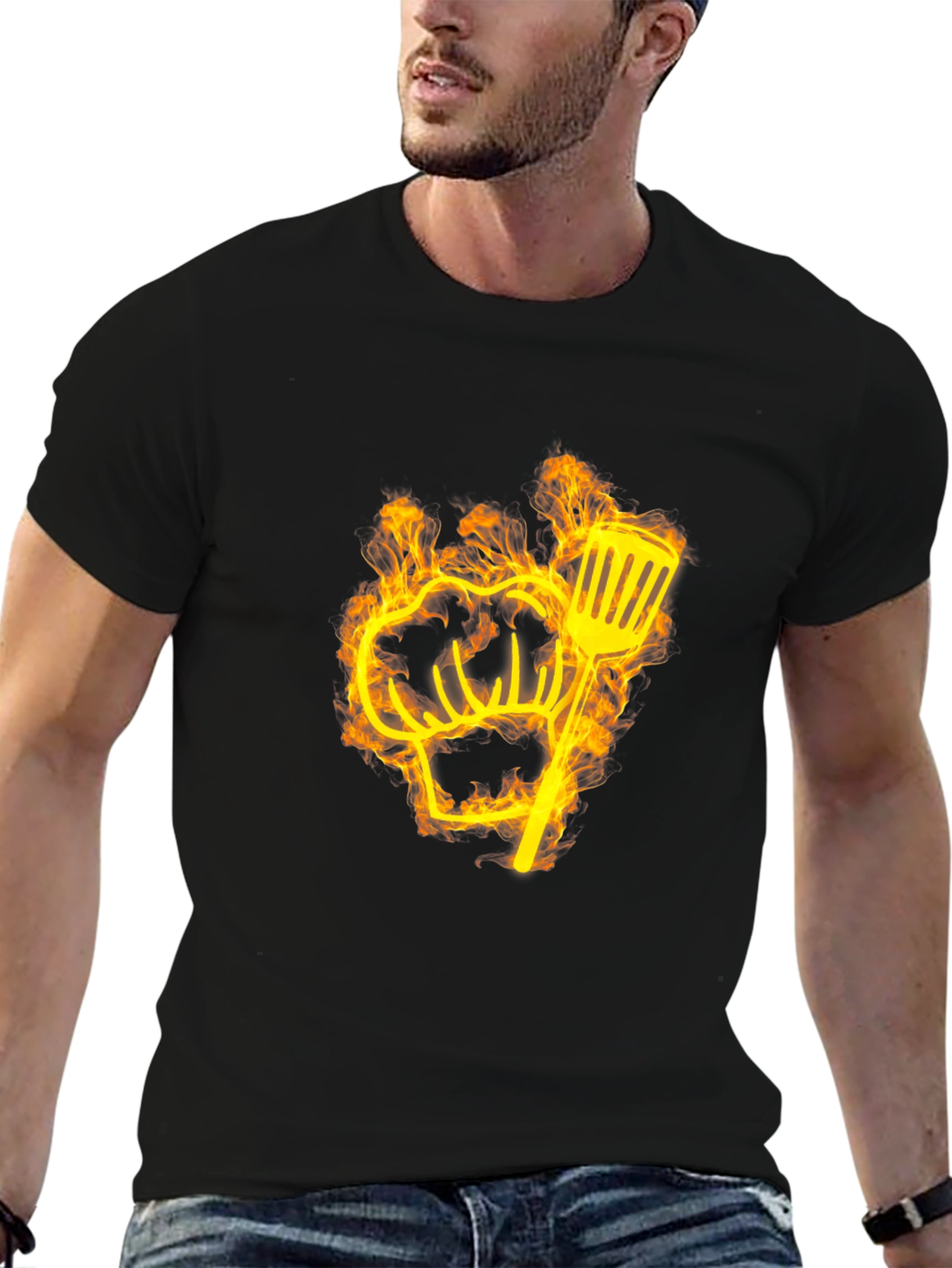 Flaming Chef Hat & Spatula Graphic Tee