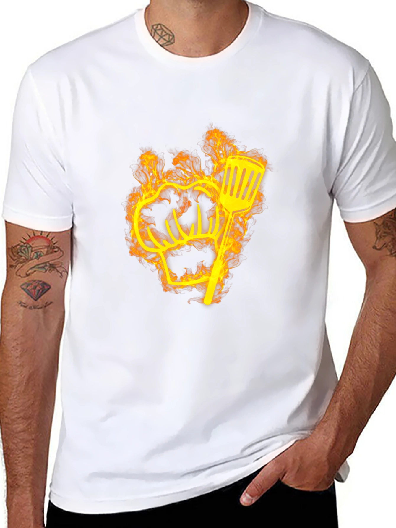 Flaming Chef Hat & Spatula Graphic Tee