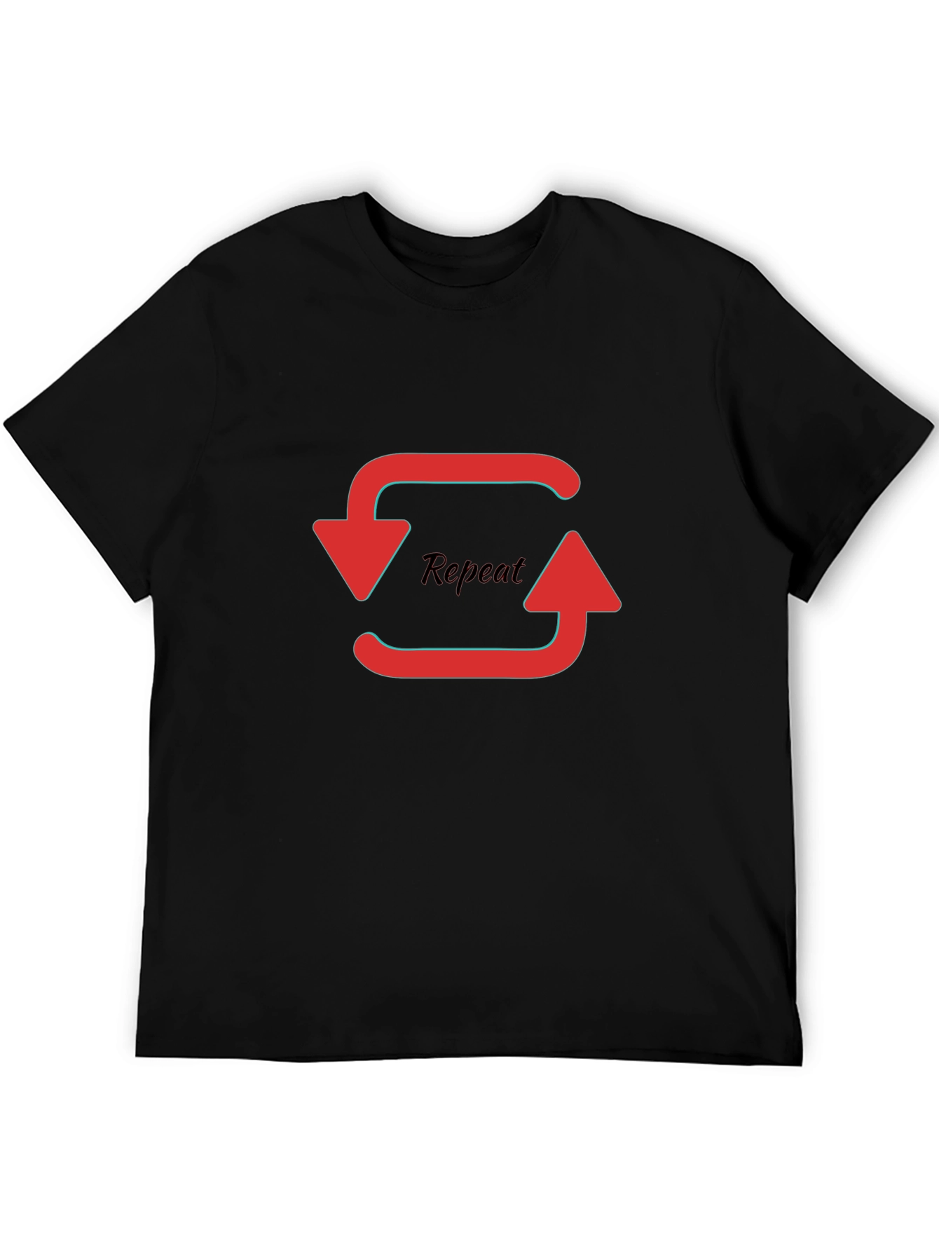Repeat Graphic Print Black T-Shirt