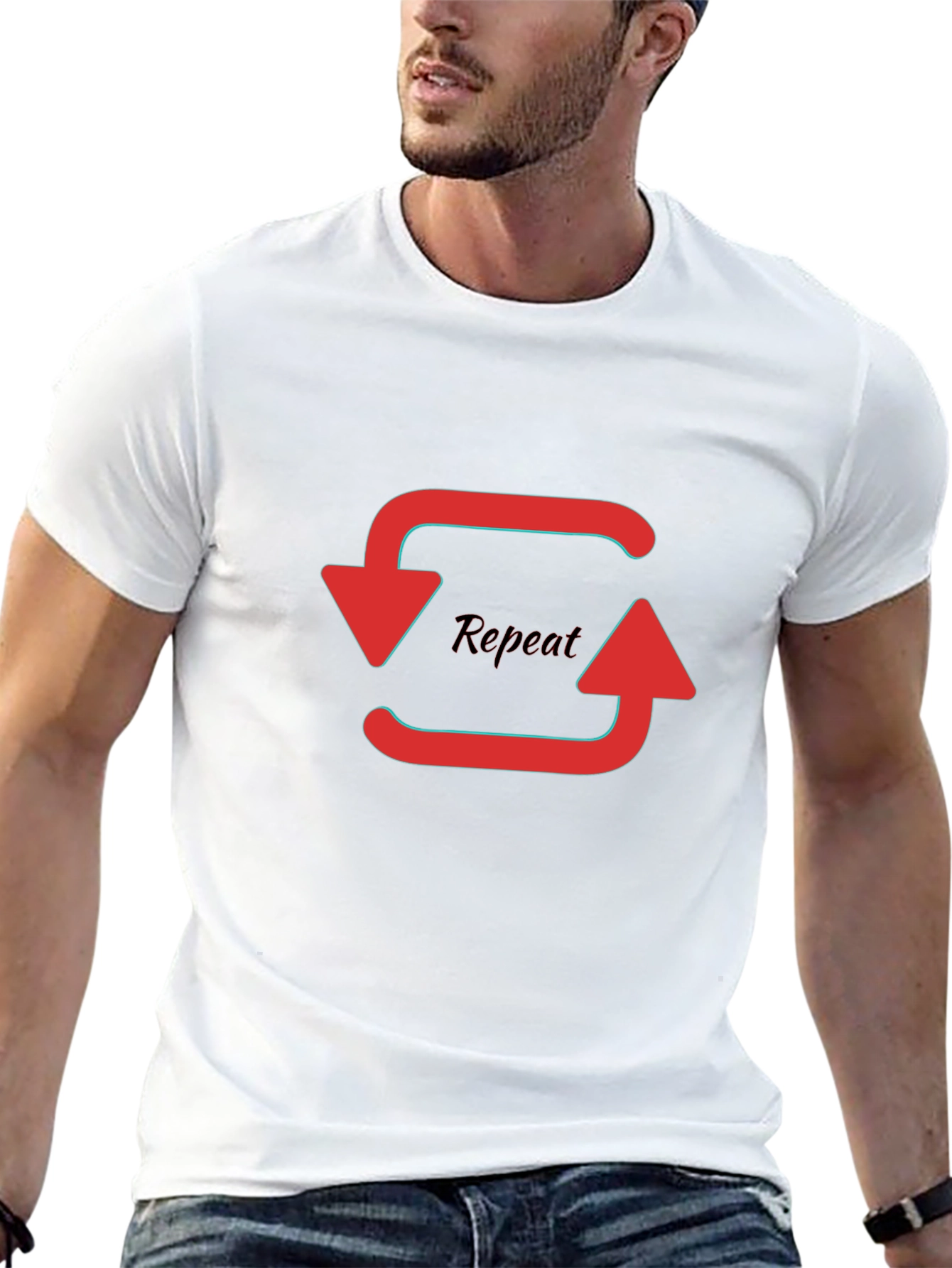 Repeat Graphic Print Black T-Shirt