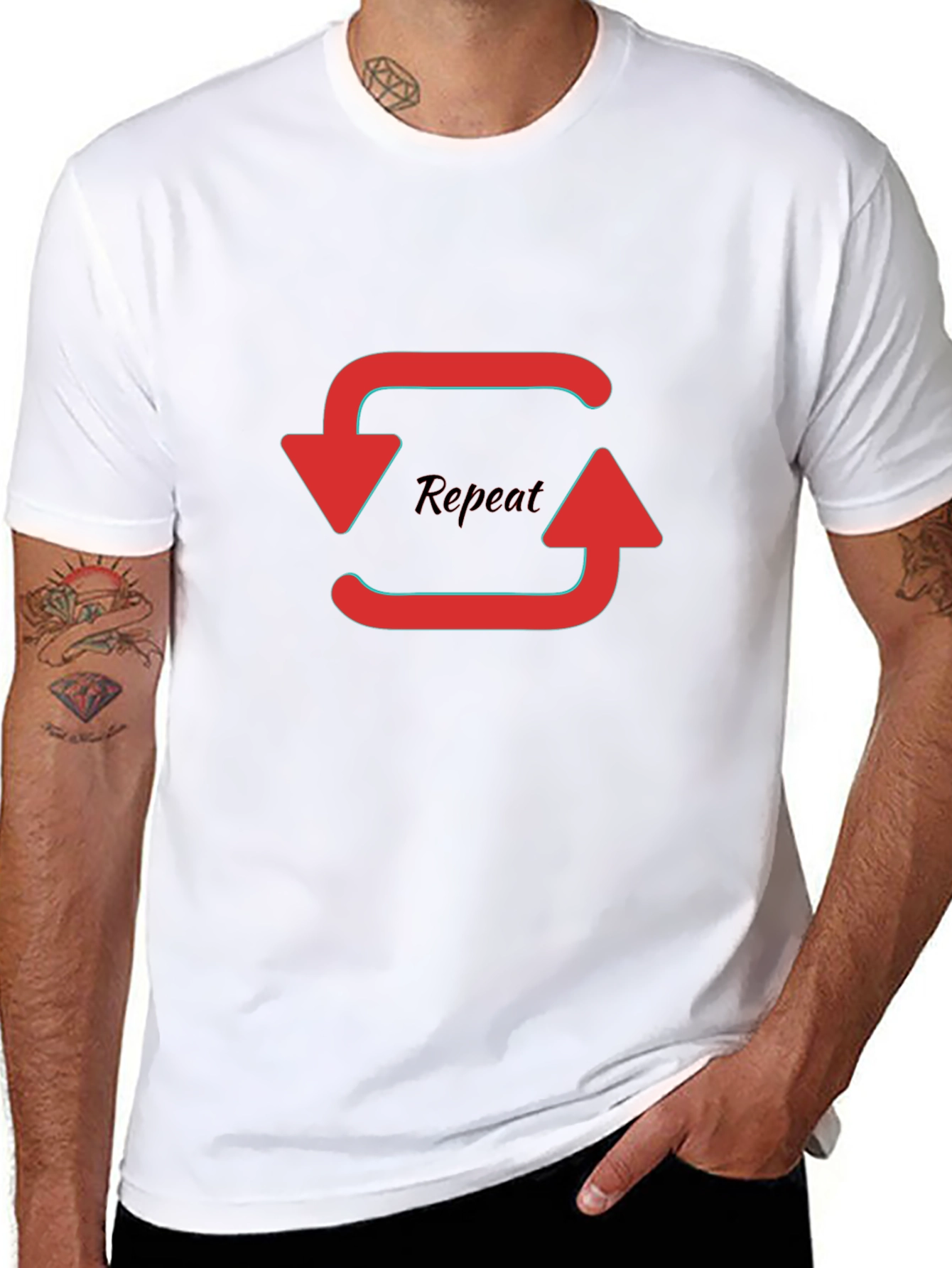 Repeat Graphic Print Black T-Shirt