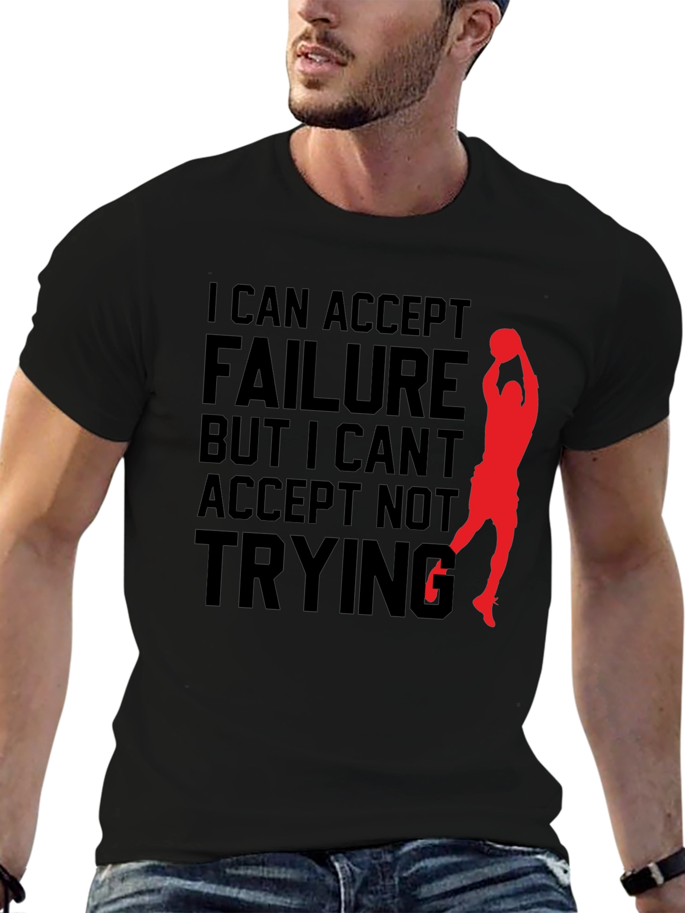 Motivational Basketball T-Shirt - Never Stop Trying