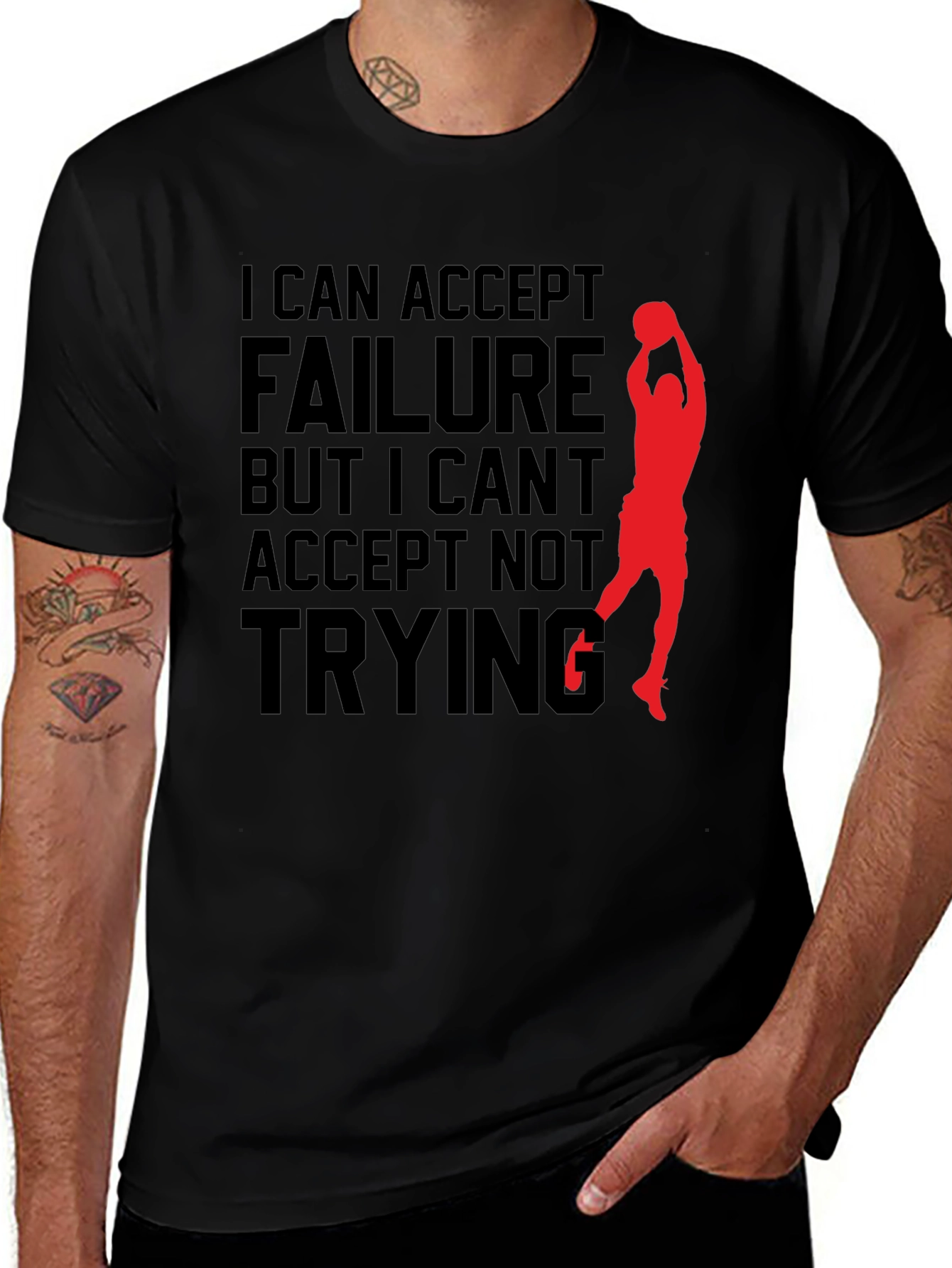 Motivational Basketball T-Shirt - Never Stop Trying