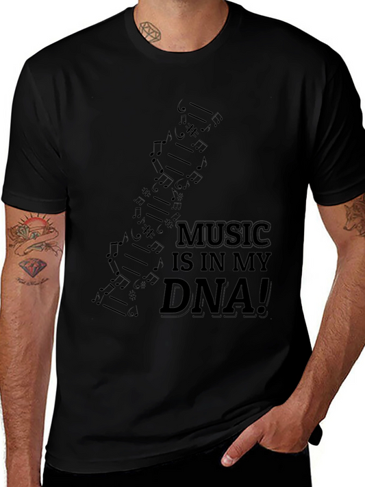 Music is in My DNA Graphic Tee - Black Cotton T-Shirt
