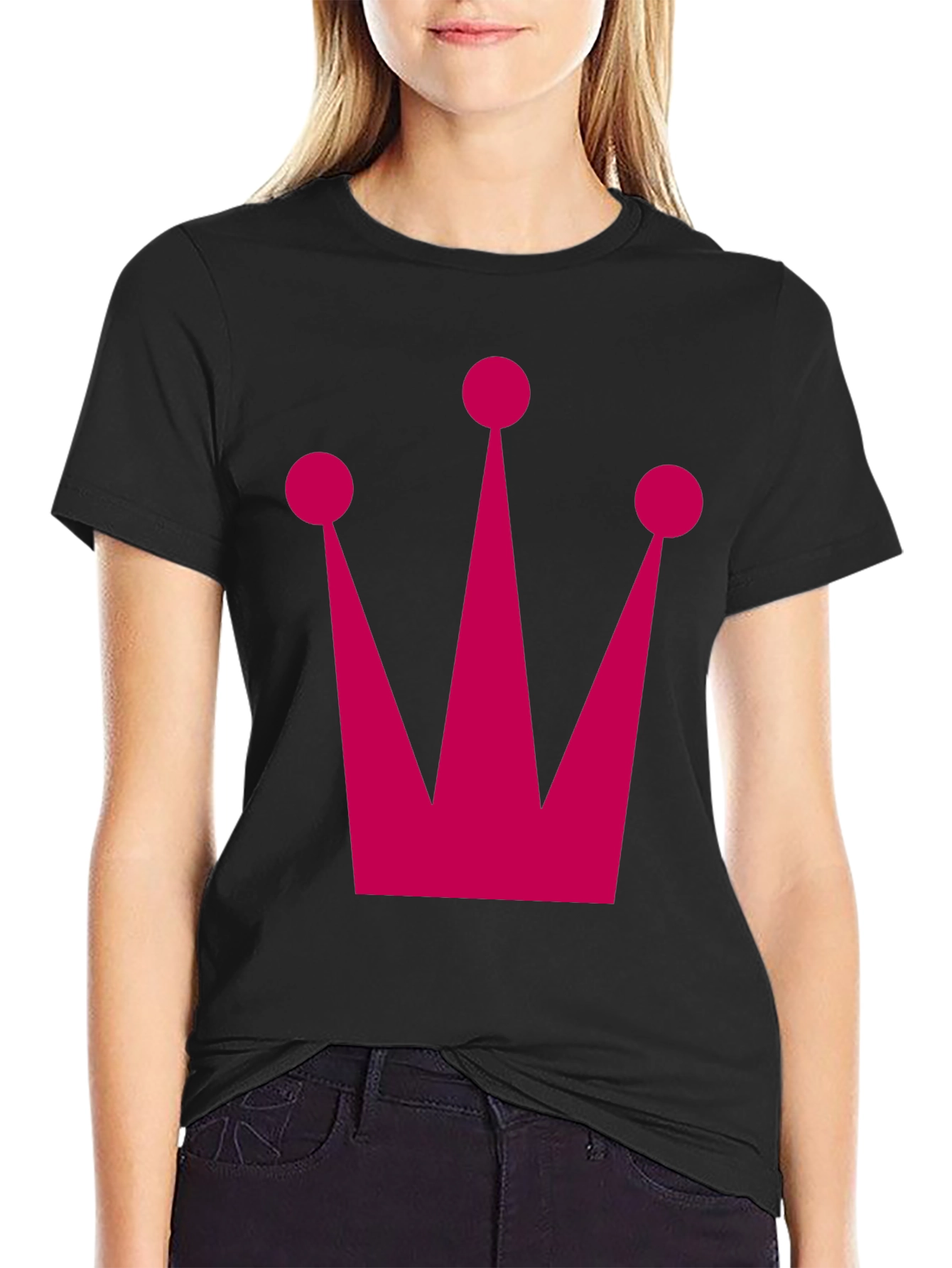 Crown Graphic Tee - Classic Black Cotton T-Shirt
