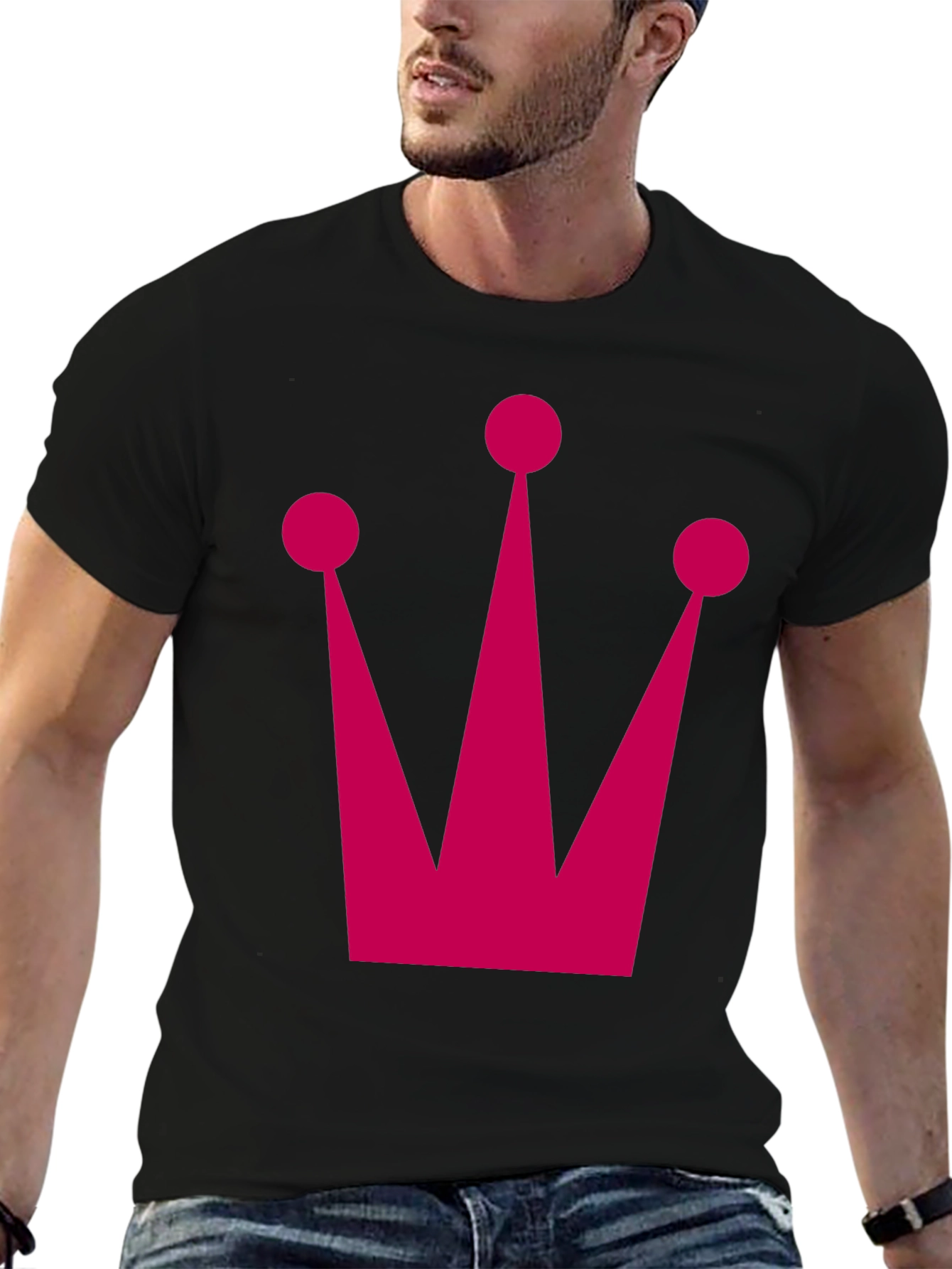 Crown Graphic Tee - Classic Black Cotton T-Shirt