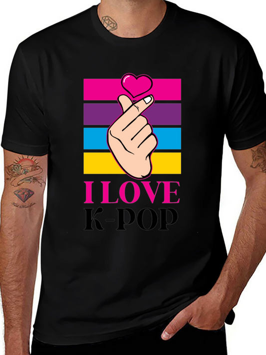I Love K-Pop Heart Hand Gesture Graphic Tee