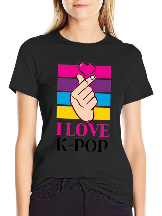 I Love K-Pop Heart Hand Gesture Graphic Tee