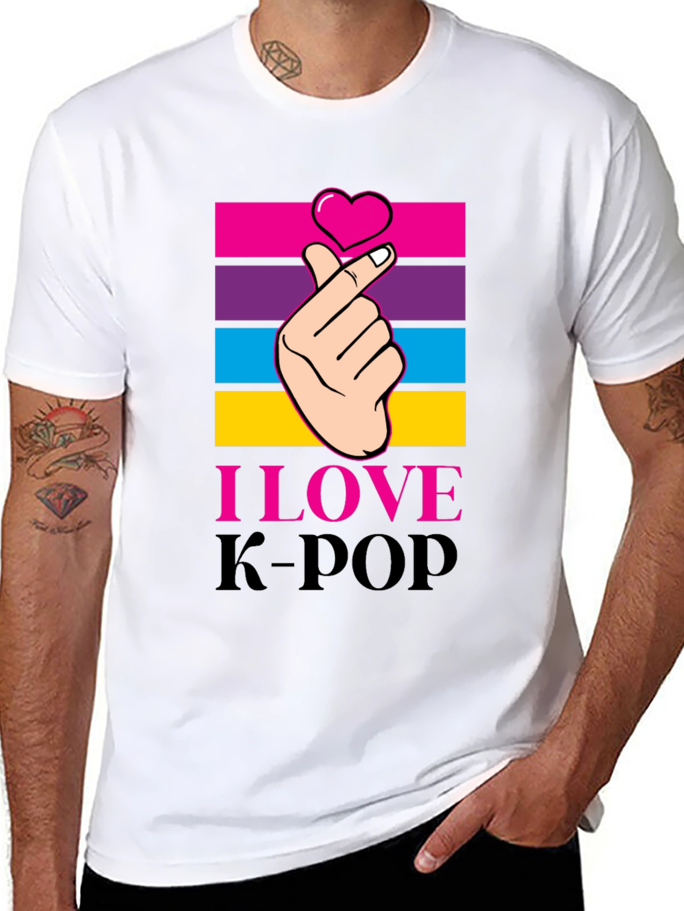 I Love K-Pop Heart Hand Gesture Graphic Tee