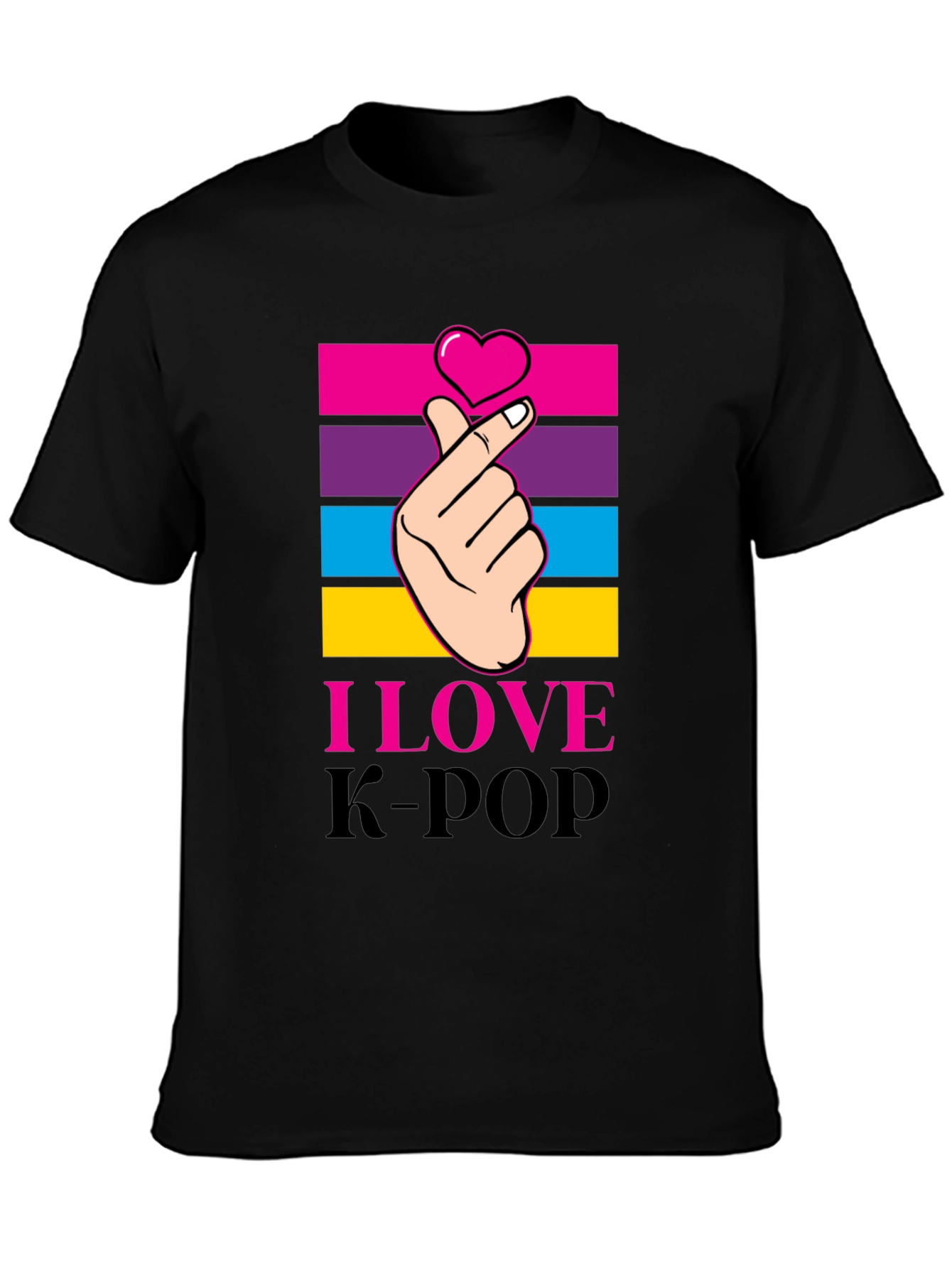 I Love K-Pop Heart Hand Gesture Graphic Tee