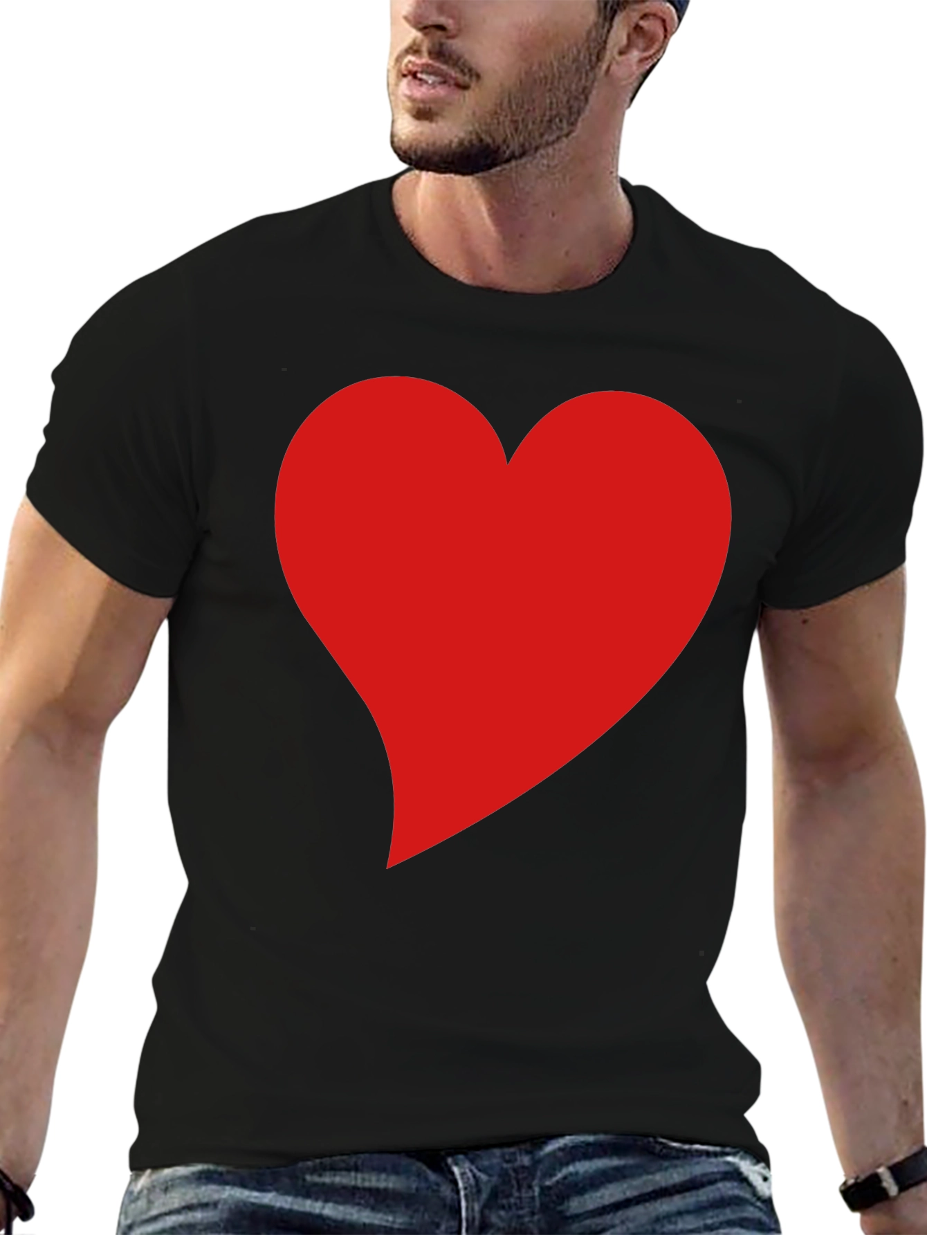 Heart Graphic Black T-Shirt - Stylish Casual Wear
