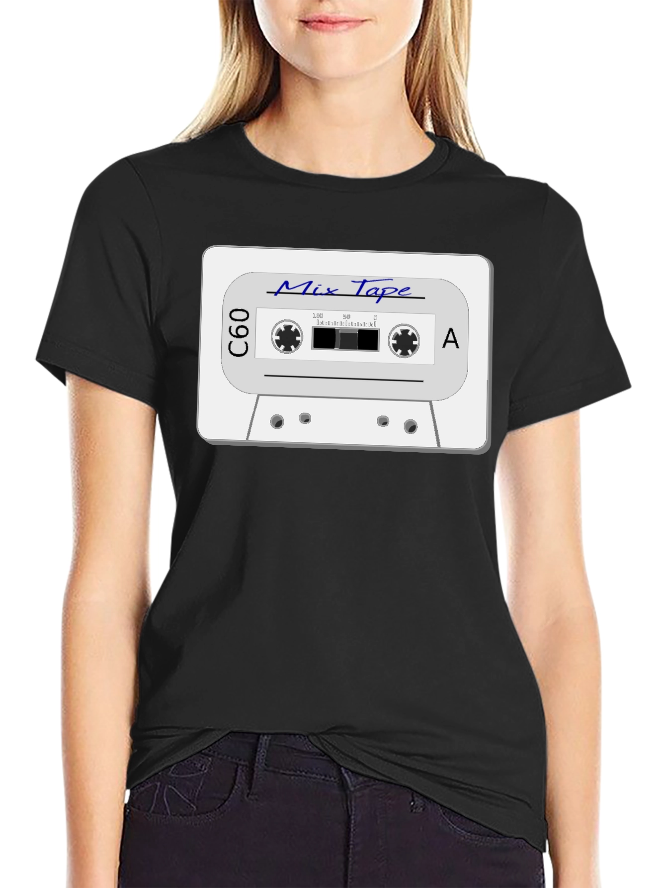 Retro Mix Tape Graphic T-Shirt - Black