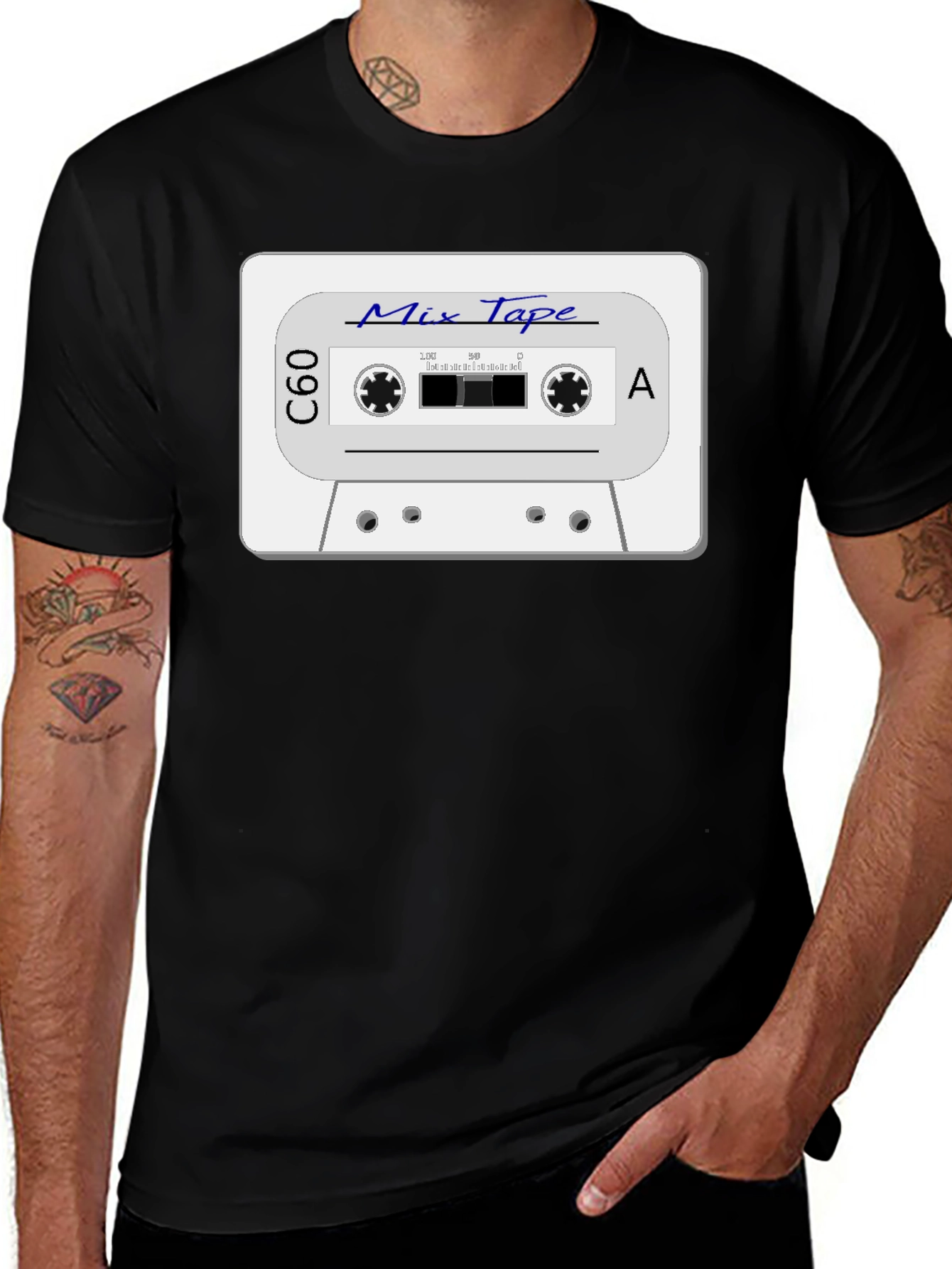 Retro Mix Tape Graphic T-Shirt - Black