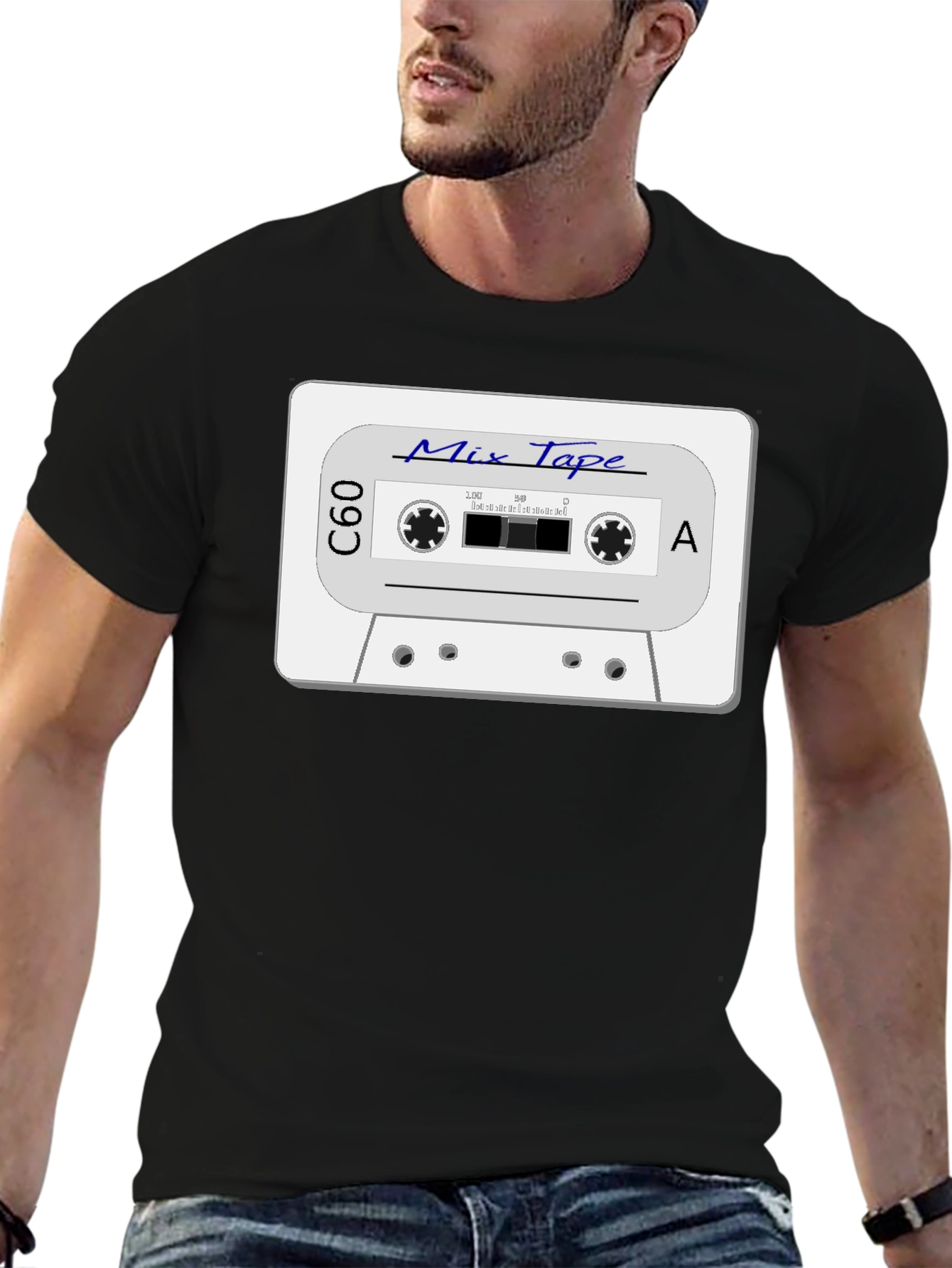 Retro Mix Tape Graphic T-Shirt - Black