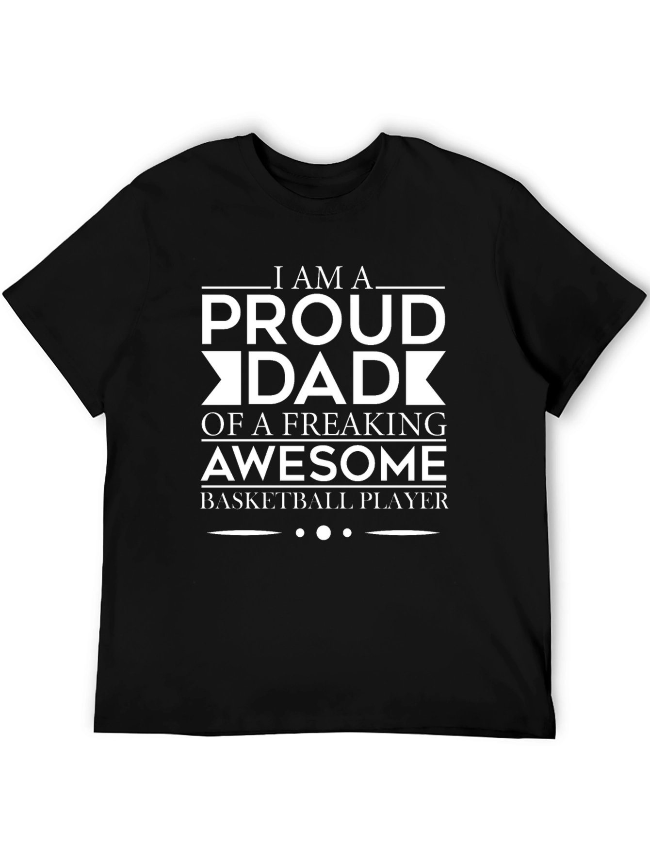 Proud Dad Basketball Player Black Graphic T-Shirt