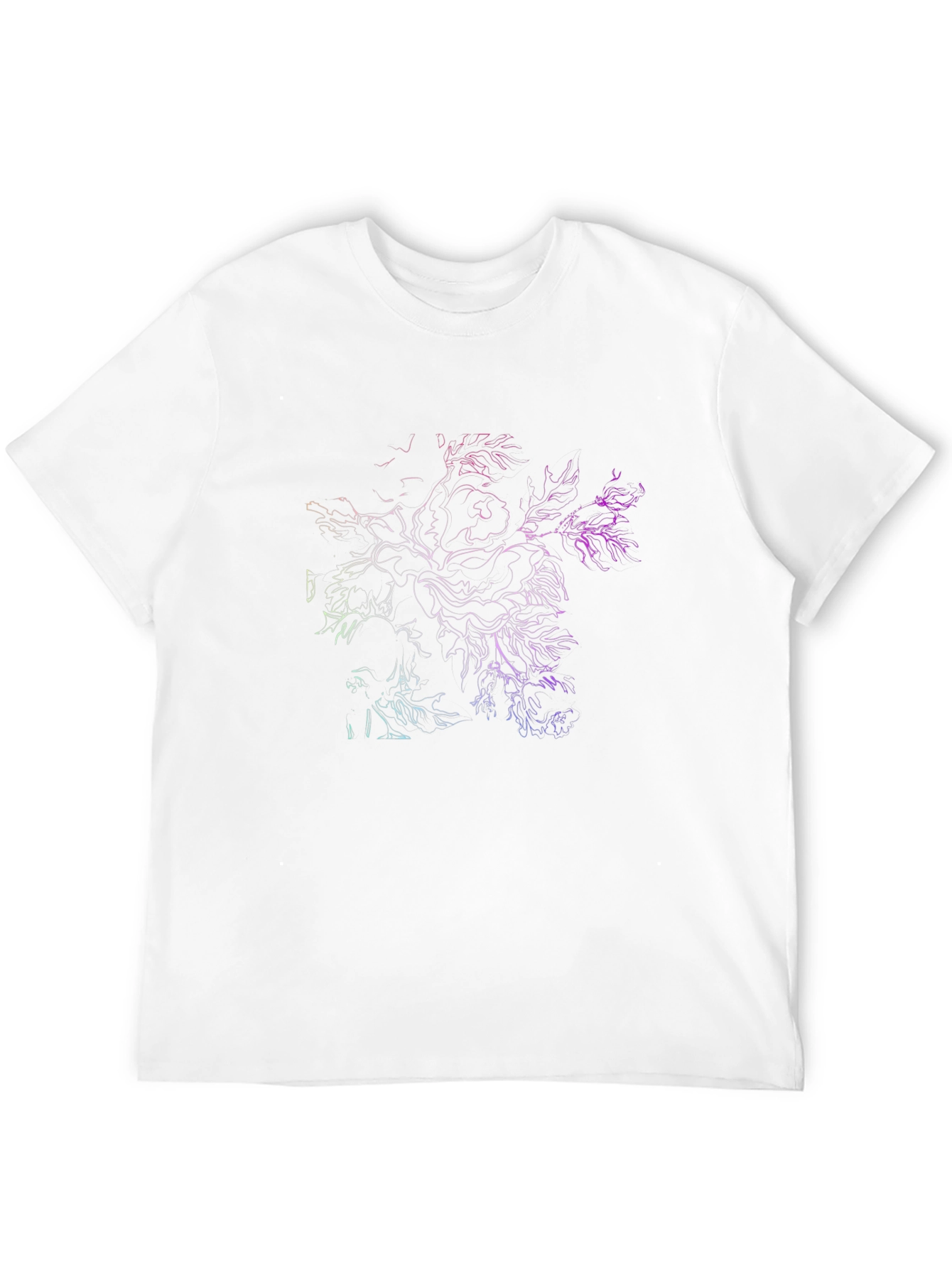 Abstract Floral Line Art T-Shirt - Black