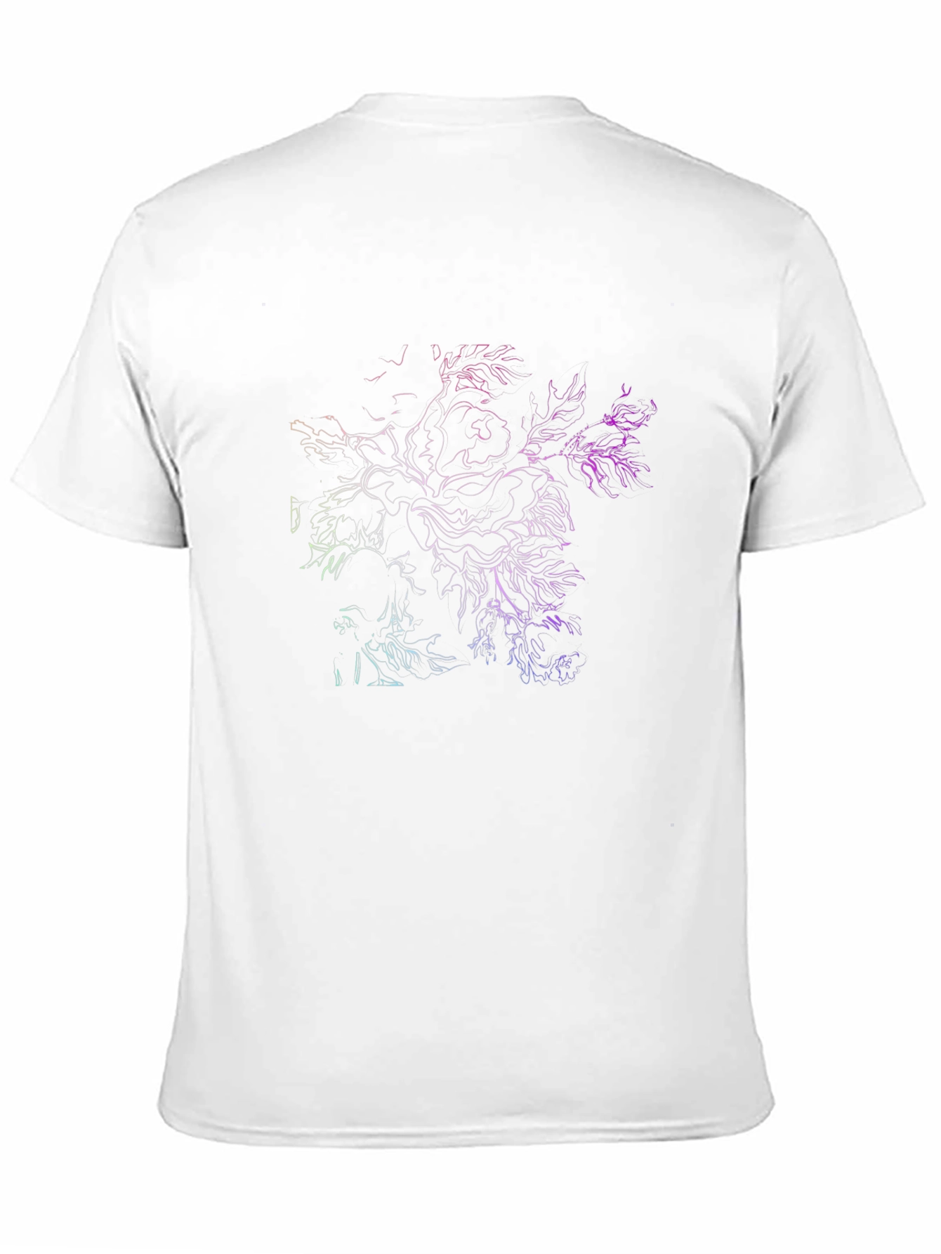 Abstract Floral Line Art T-Shirt - Black