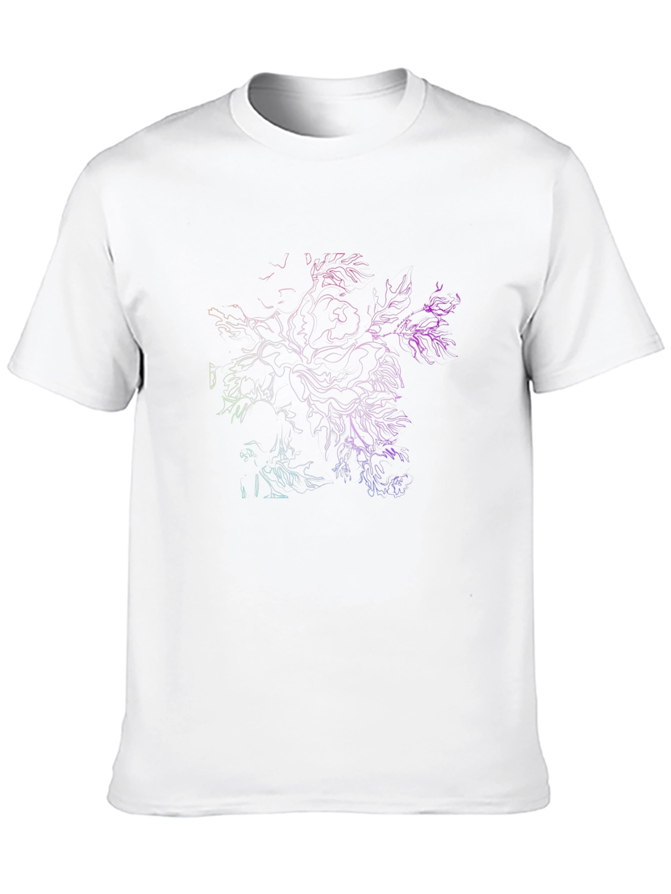 Abstract Floral Line Art T-Shirt - Black