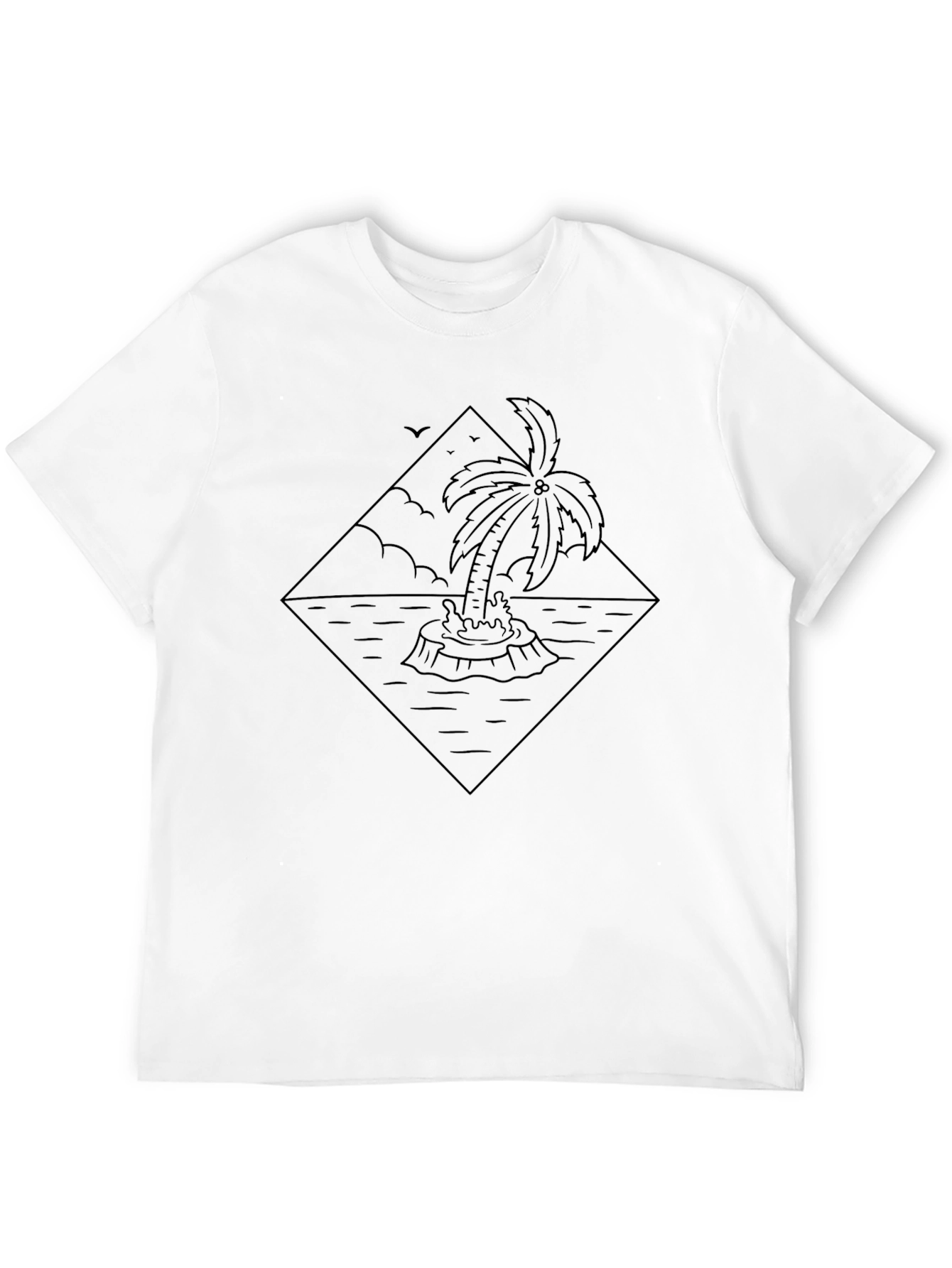 Island Palm Tree Graphic Black T-Shirt