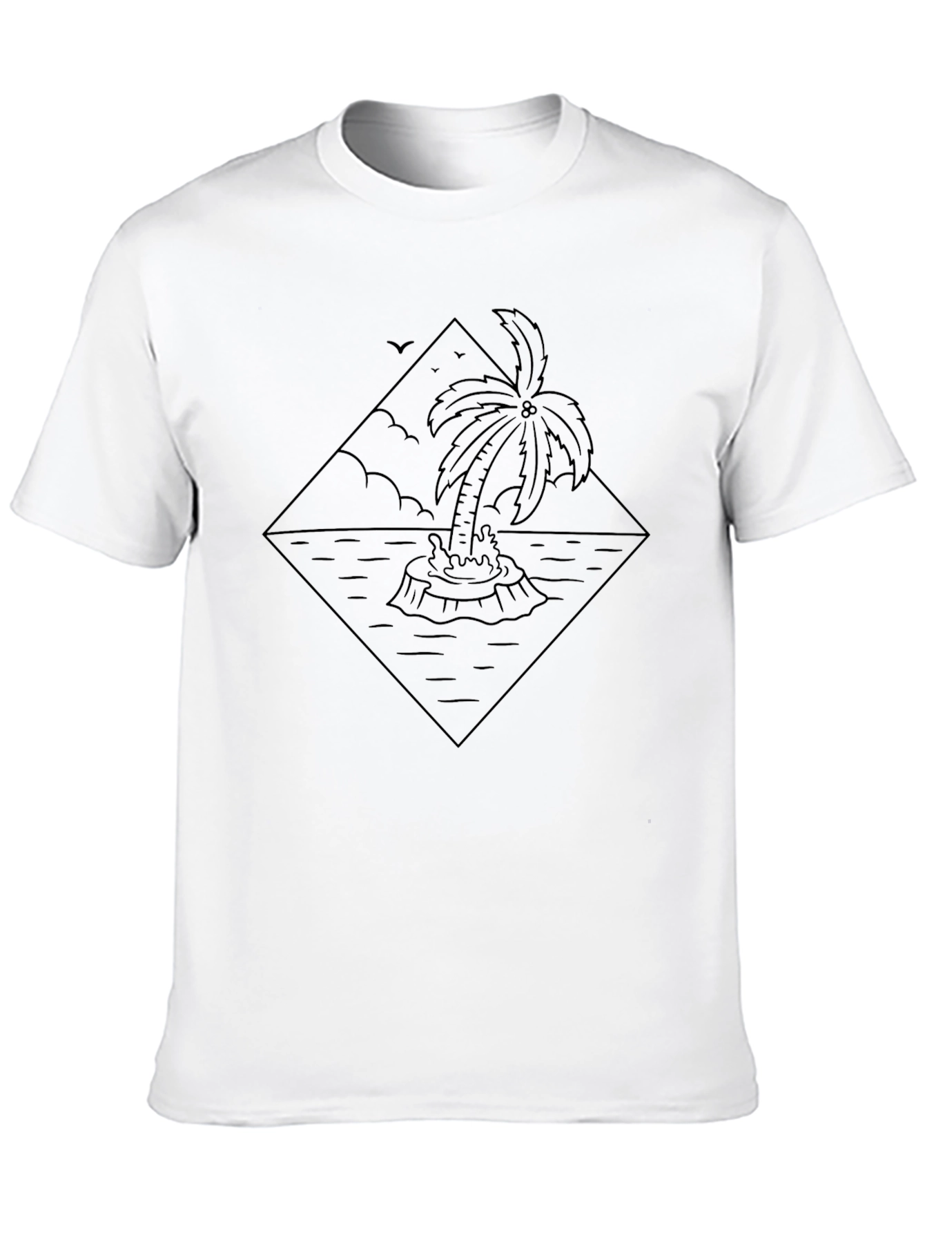 Island Palm Tree Graphic Black T-Shirt