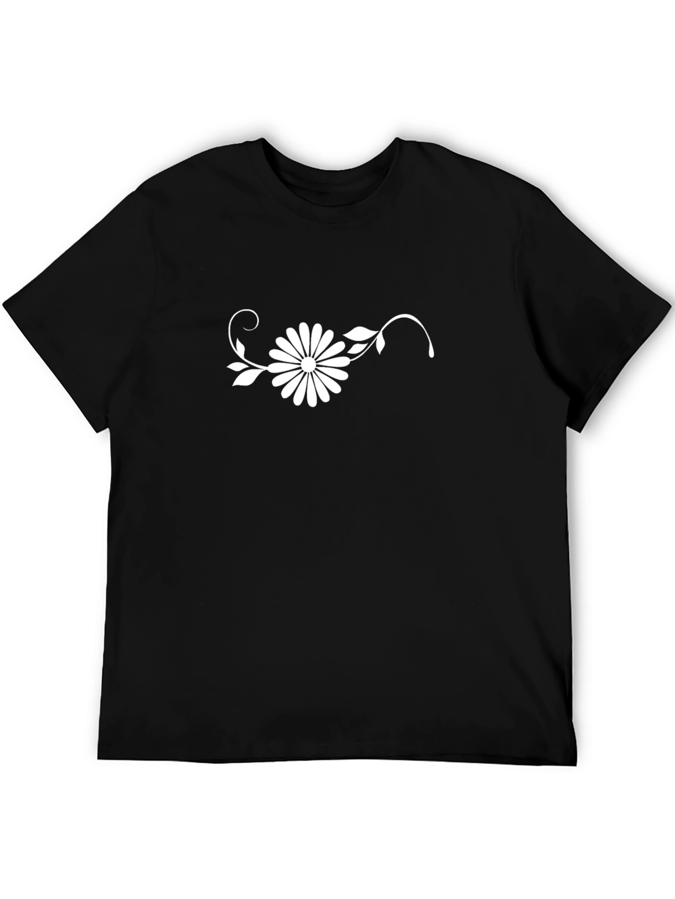 Black Tee with Floral Daisy Design