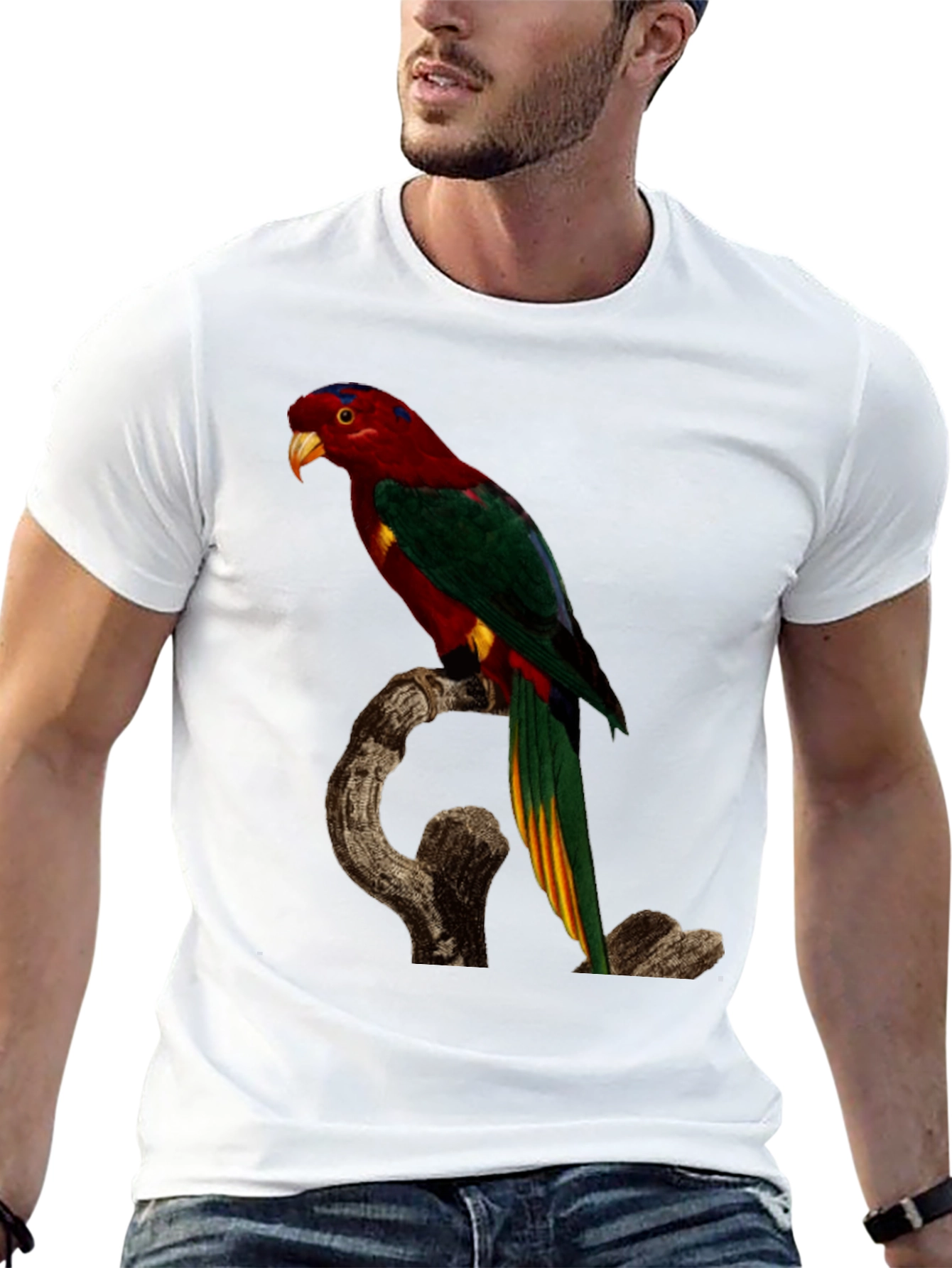 Parrot Print Black T-Shirt