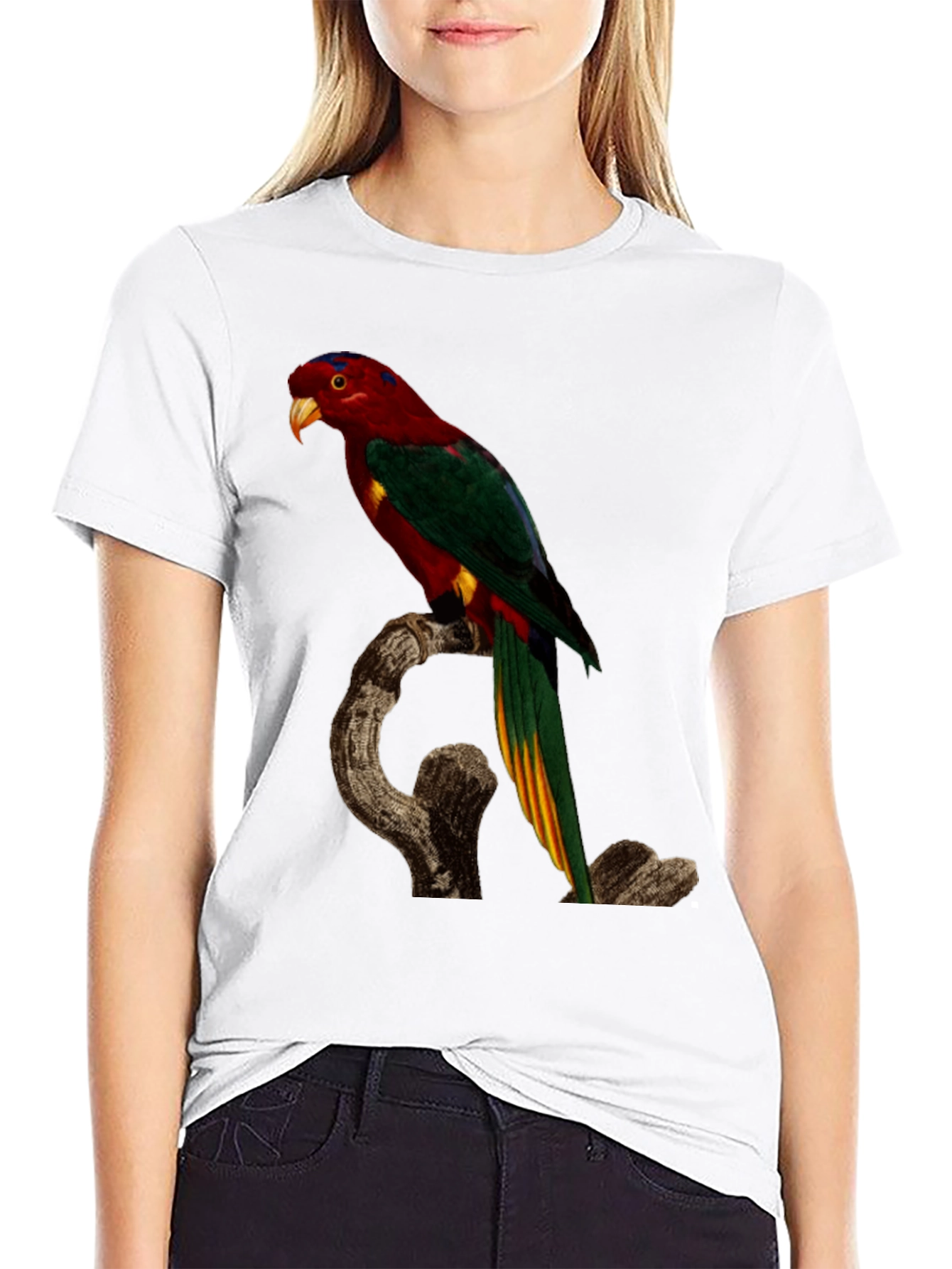 Parrot Print Black T-Shirt