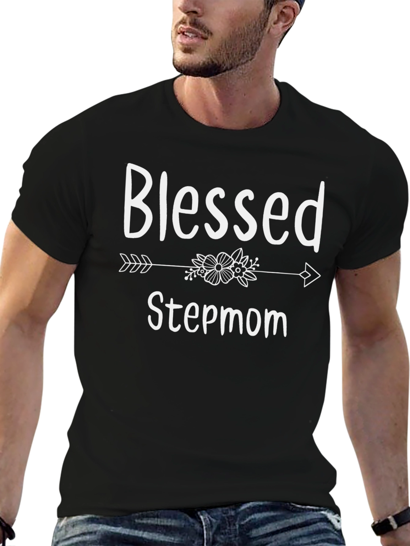Blessed Stepmom Graphic Tee - Black Cotton T-Shirt