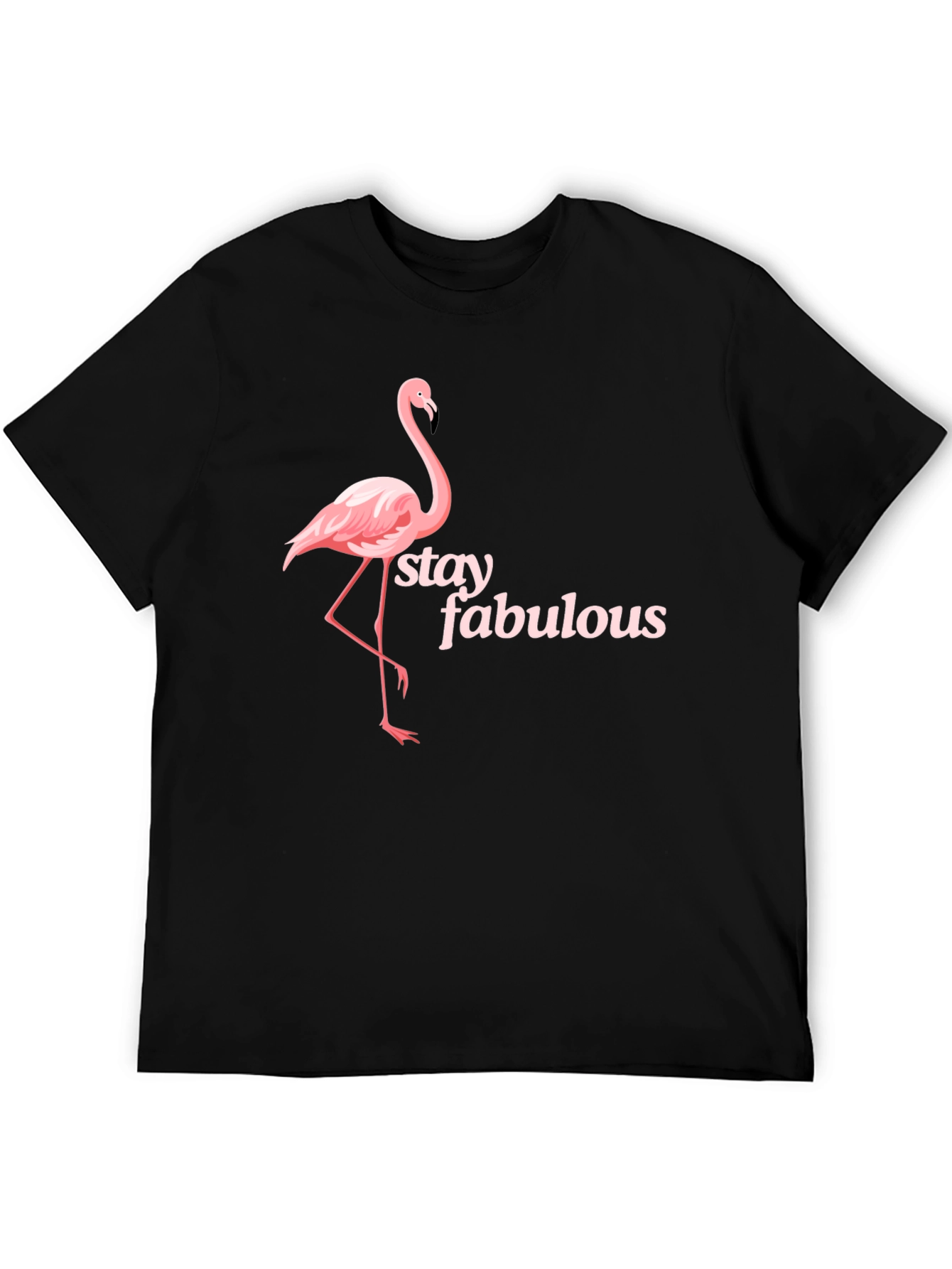 Stay Fabulous Flamingo Graphic Black T-Shirt