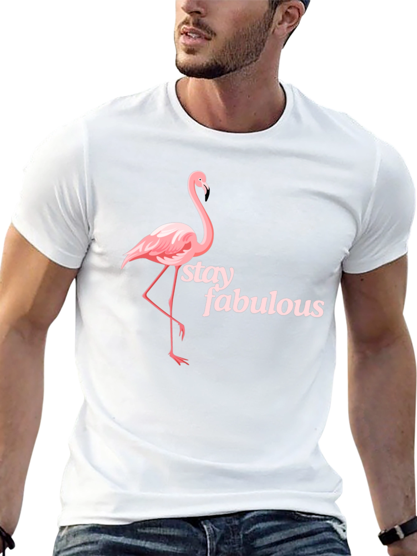 Stay Fabulous Flamingo Graphic Black T-Shirt