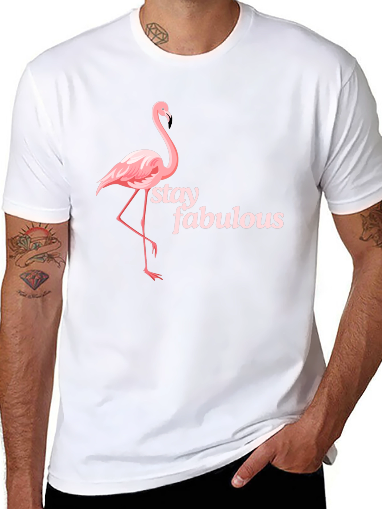 Stay Fabulous Flamingo Graphic Black T-Shirt