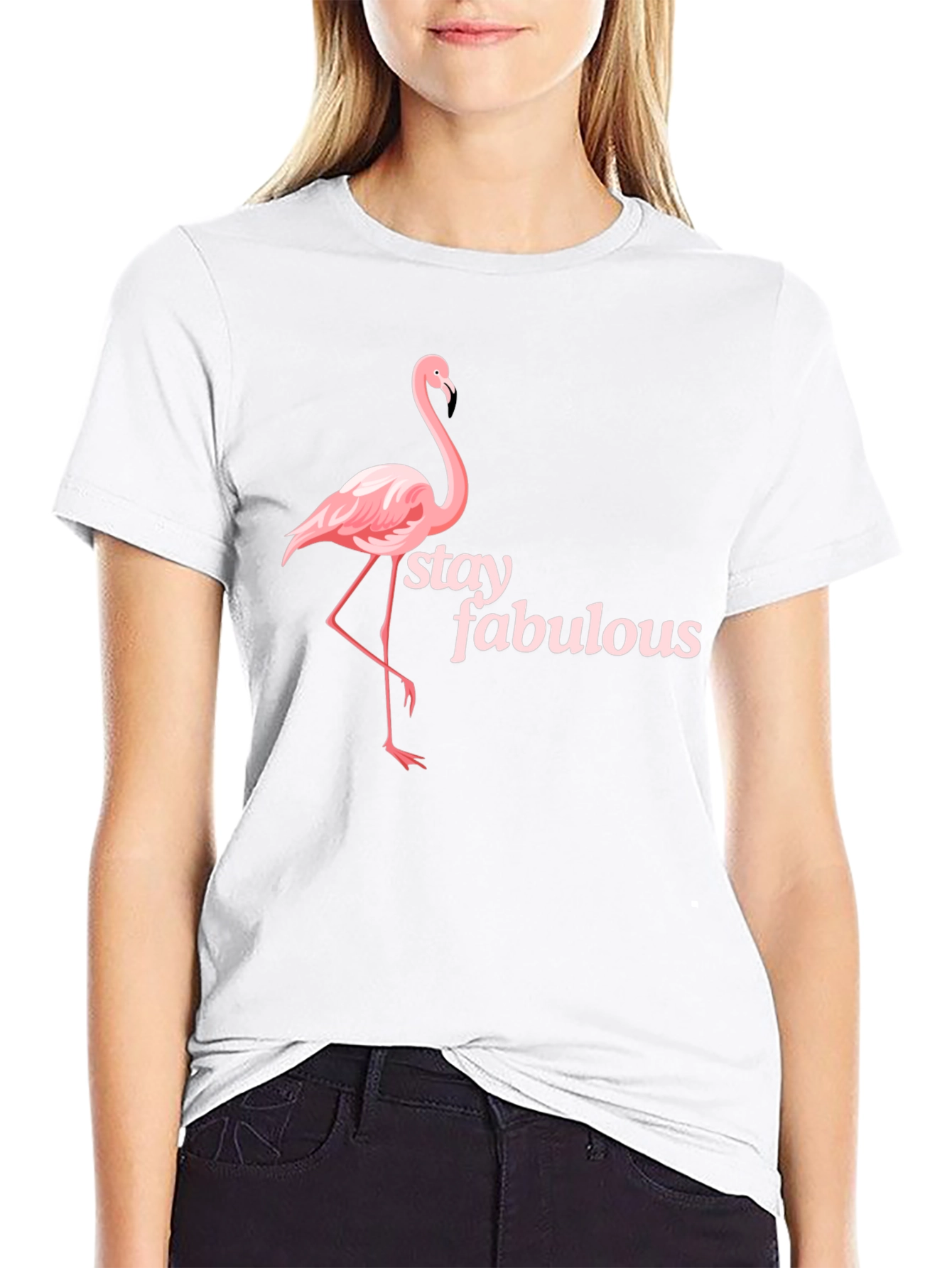 Stay Fabulous Flamingo Graphic Black T-Shirt