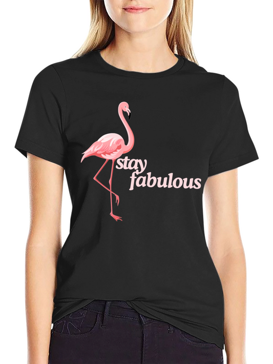 Stay Fabulous Flamingo Graphic Black T-Shirt