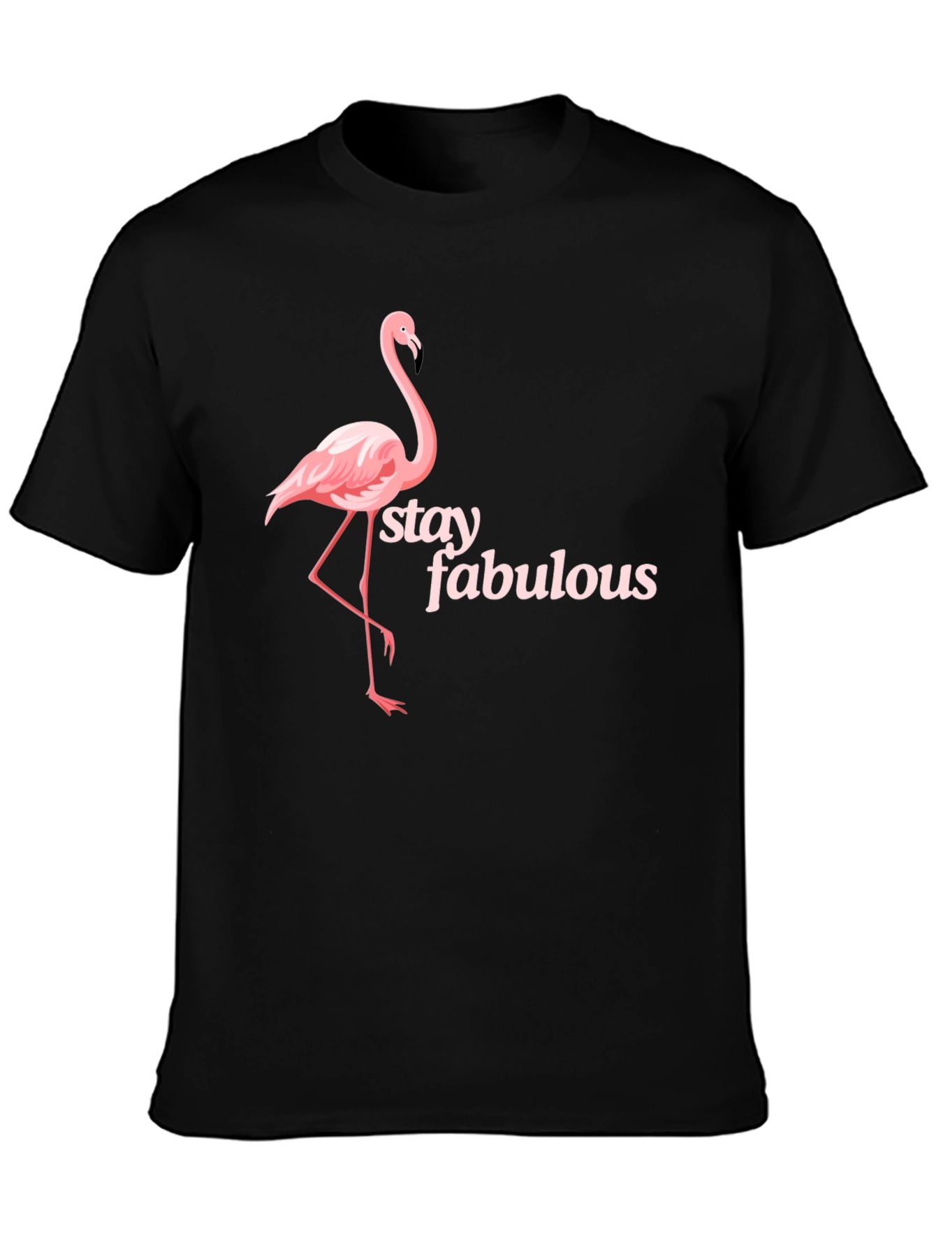 Stay Fabulous Flamingo Graphic Black T-Shirt