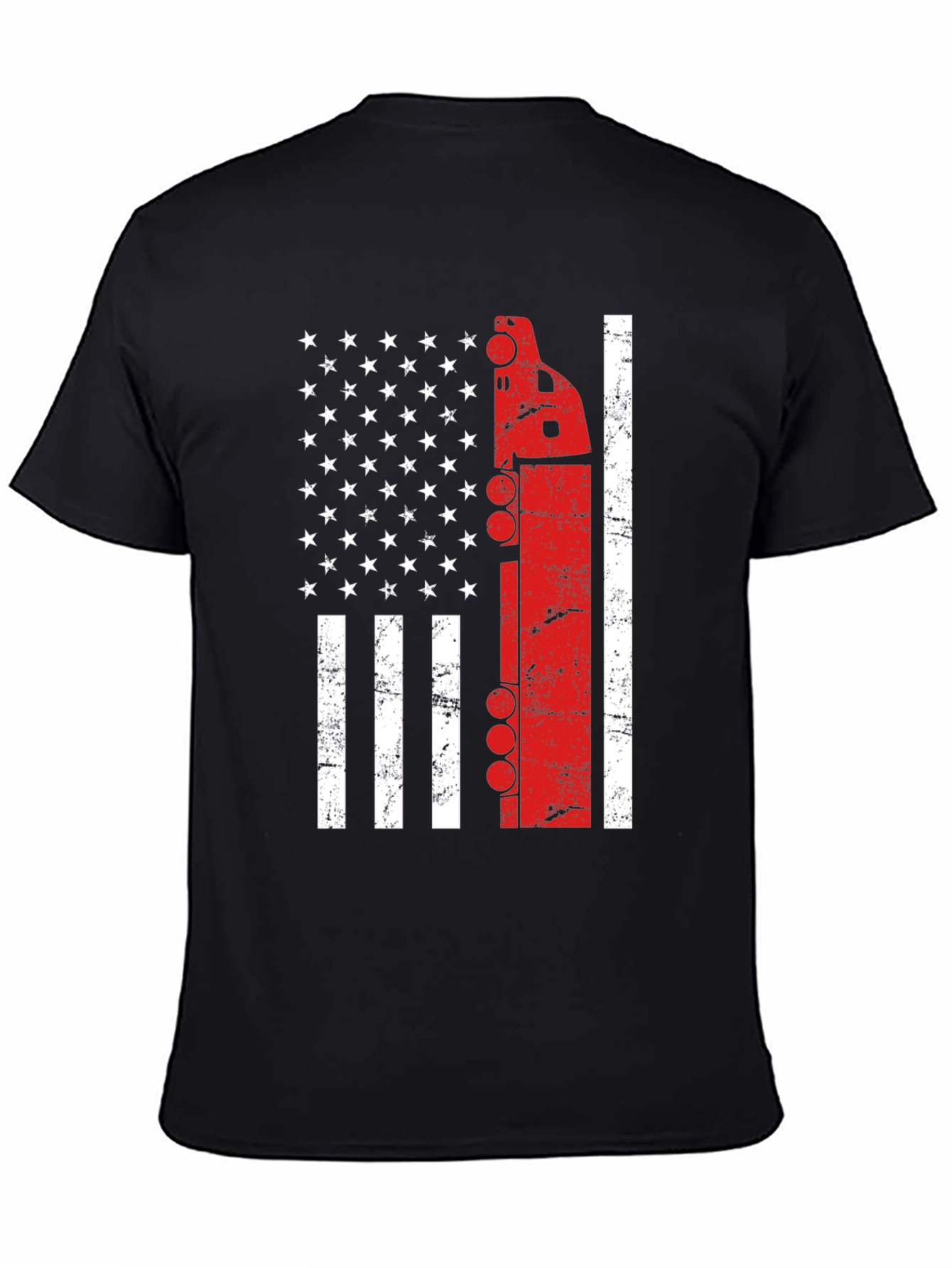 Trucker American Flag Graphic Tee - Patriotic Driver T-Shirt