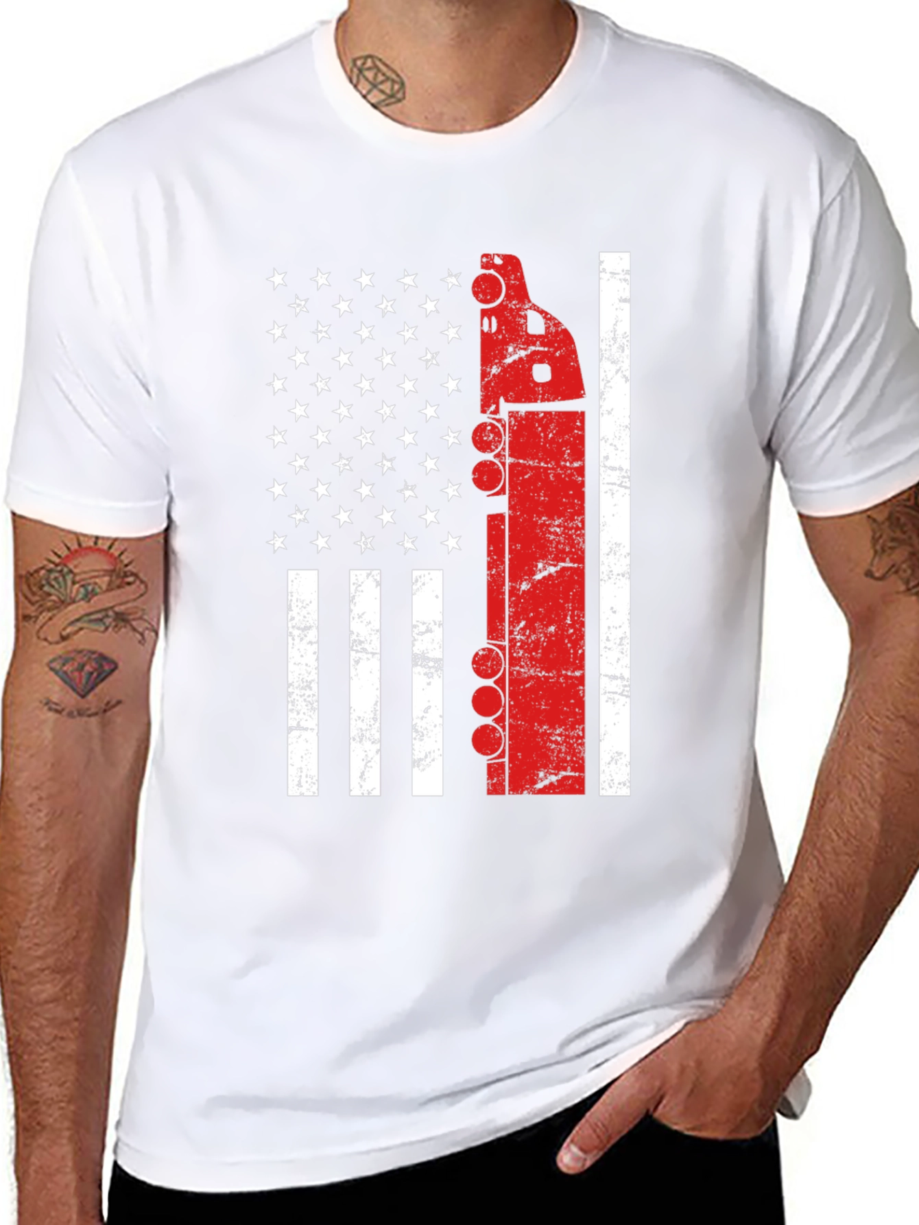 Trucker American Flag Graphic Tee - Patriotic Driver T-Shirt