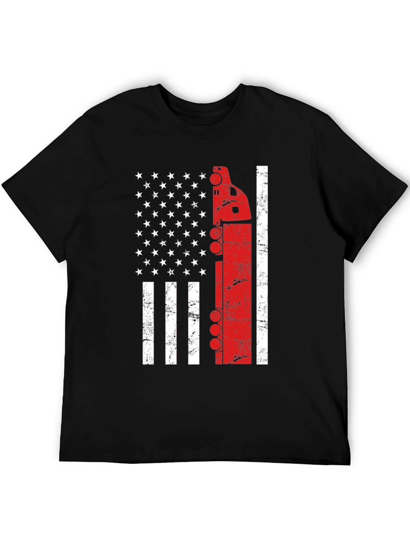 Trucker American Flag Graphic Tee - Patriotic Driver T-Shirt