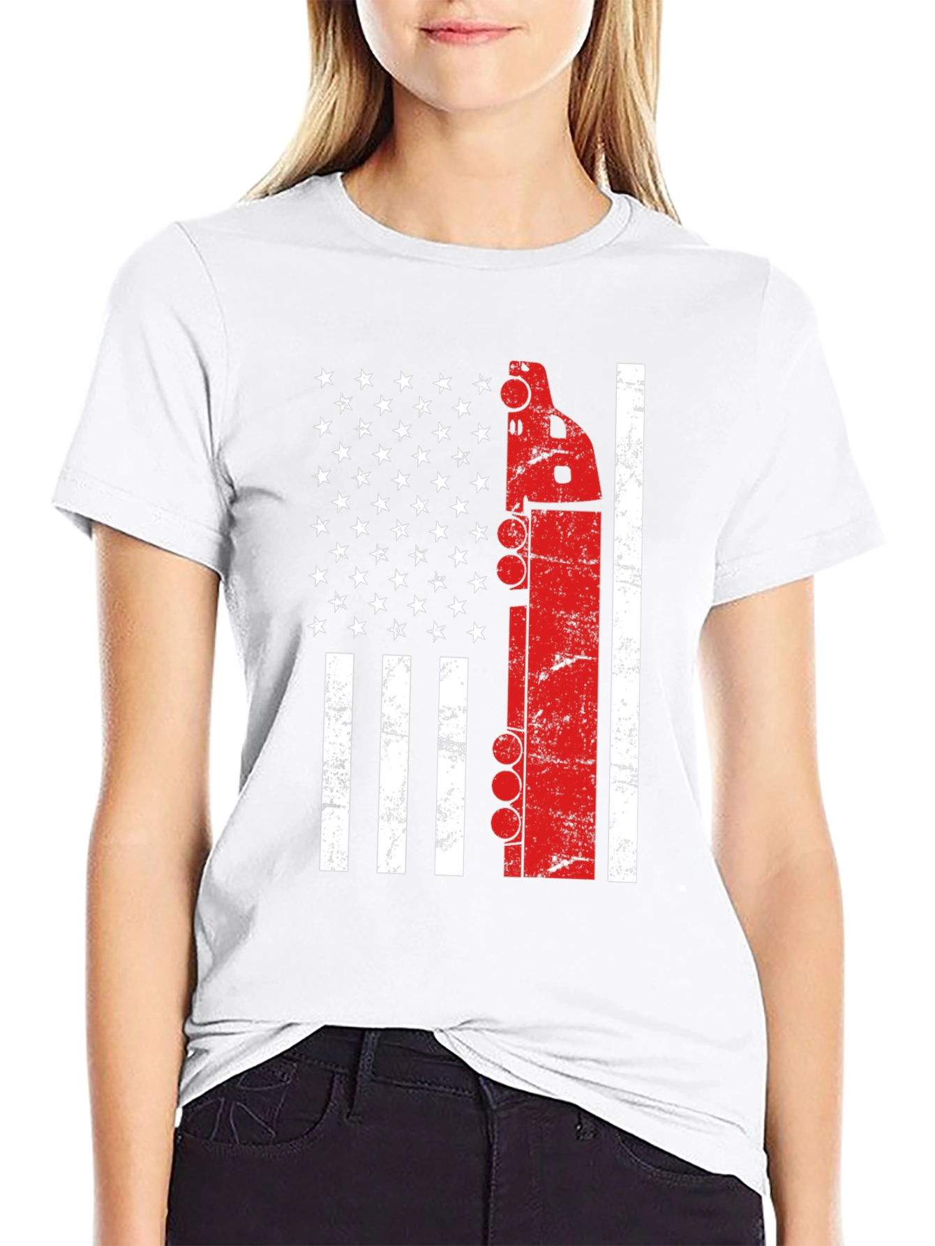 Trucker American Flag Graphic Tee - Patriotic Driver T-Shirt
