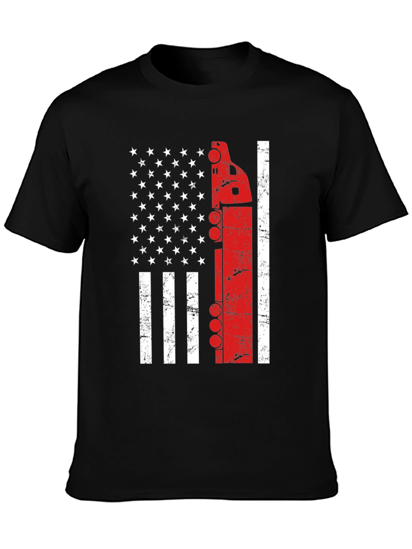 Trucker American Flag Graphic Tee - Patriotic Driver T-Shirt