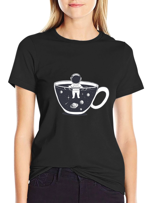 Astronaut Coffee Cup T-Shirt - Space Lover Tee