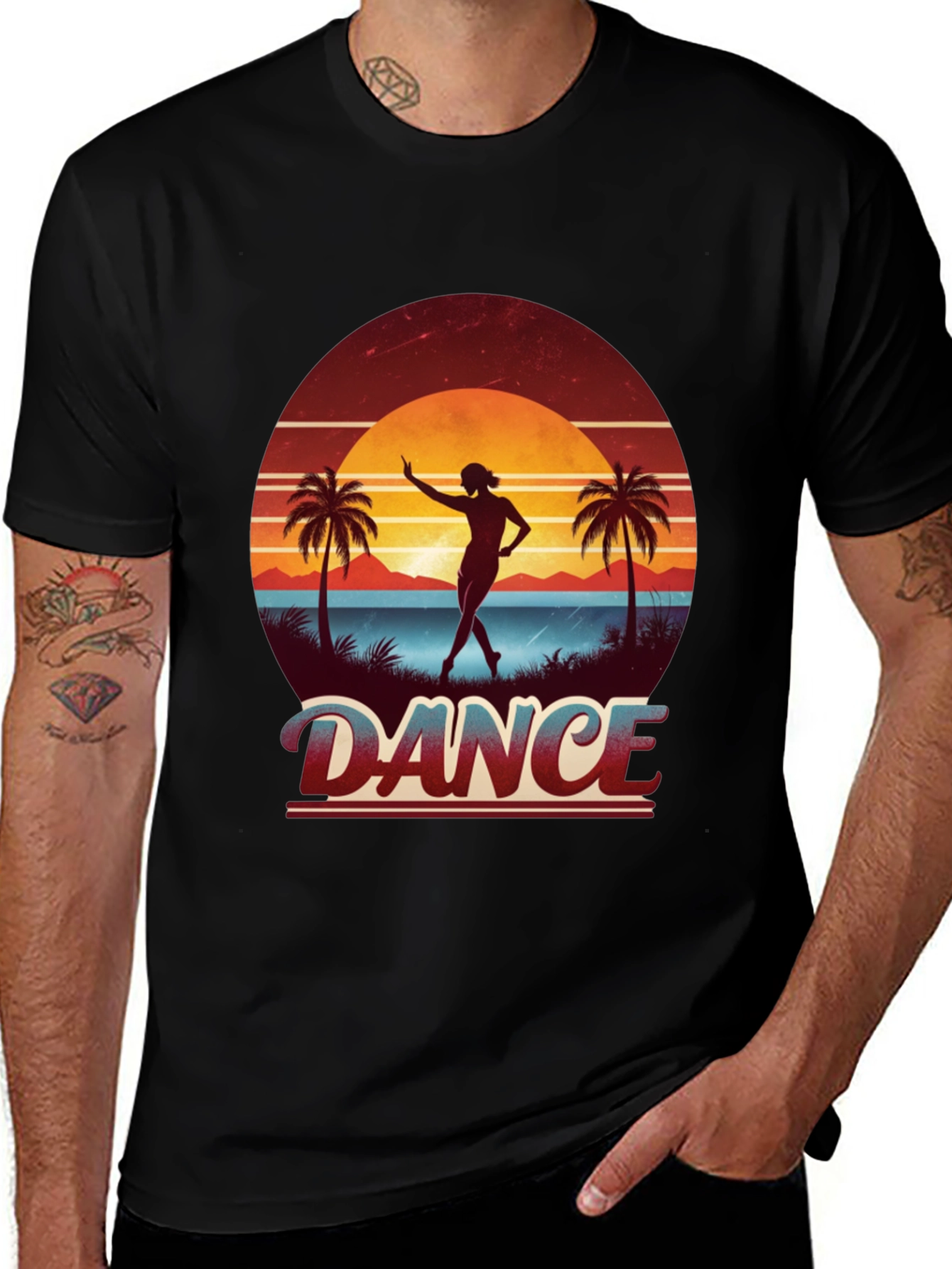 Dance Retro Sunset Black T-Shirt
