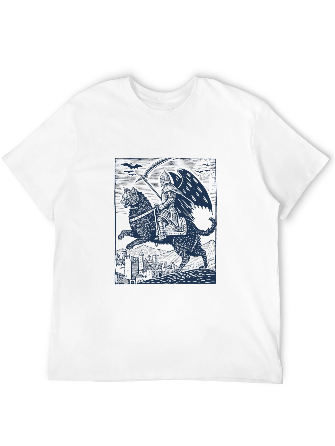 Grim Reaper Wolf Rider Graphic Tee - Black Cotton