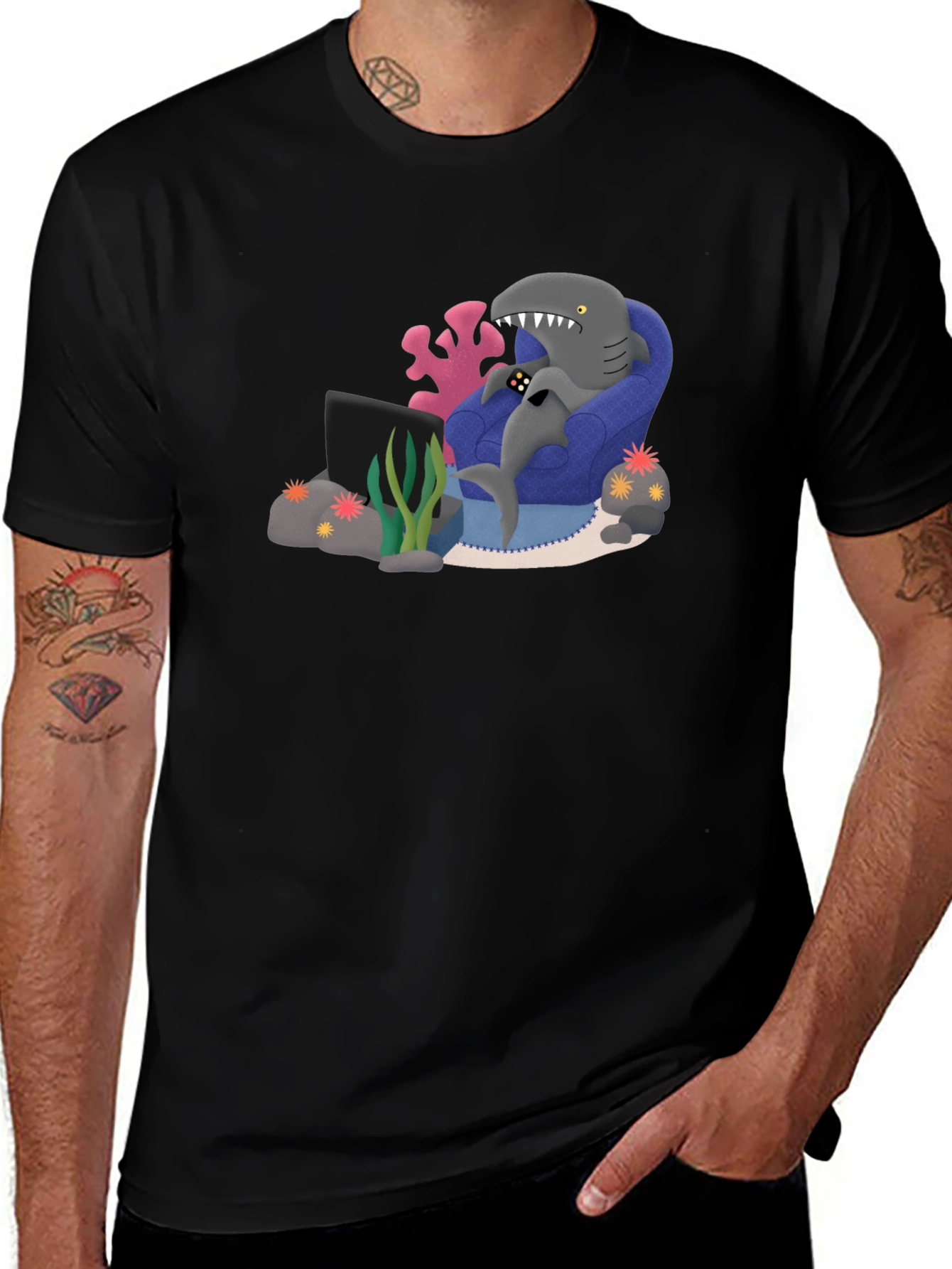 Gamer Shark Graphic Tee - Comfy and Fun!