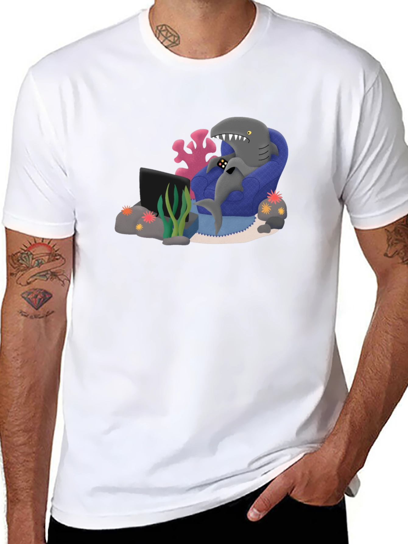 Gamer Shark Graphic Tee - Comfy and Fun!